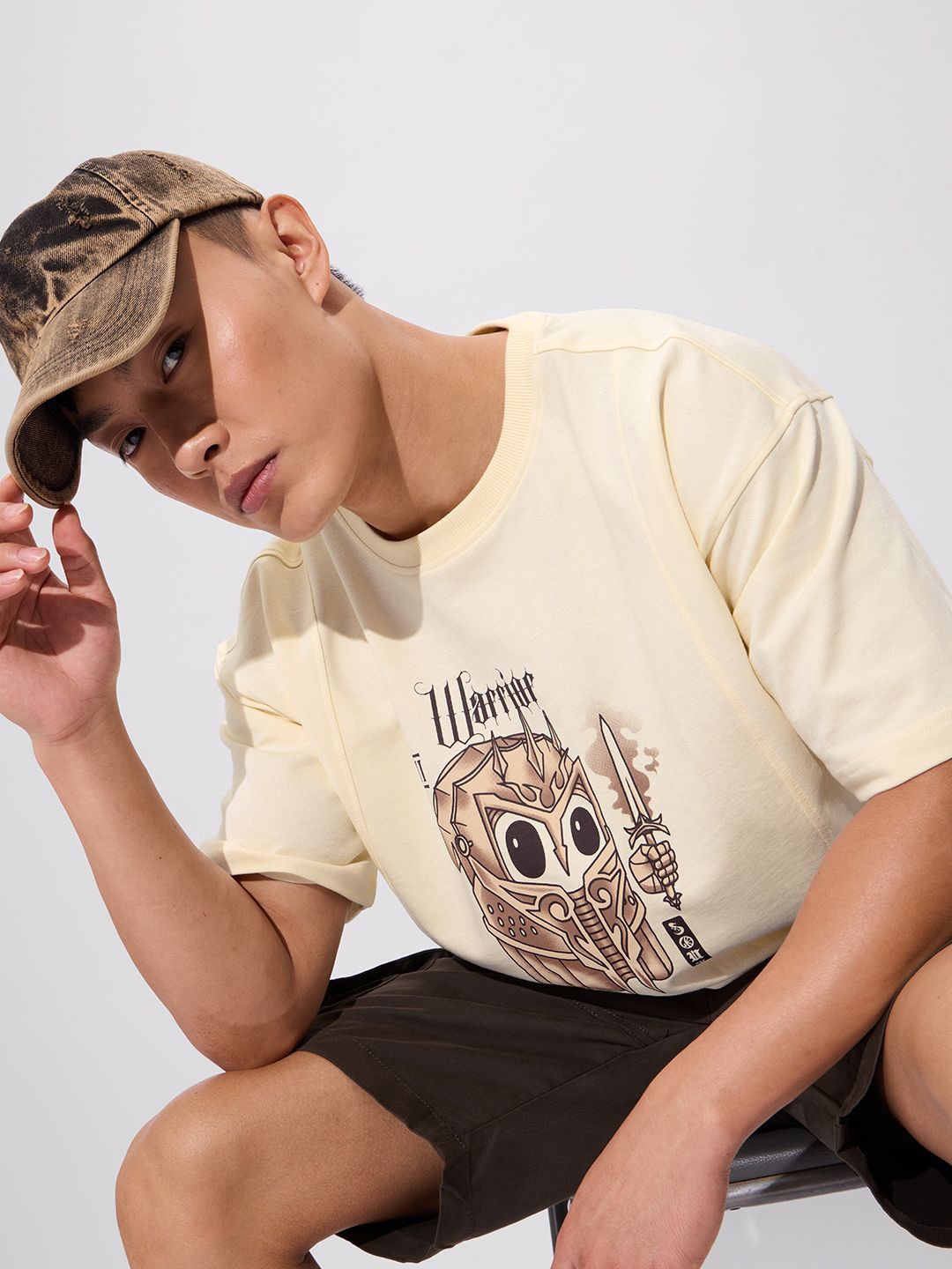 

The Souled Store Men Graphic Printed Round Neck Cotton Oversized T-shirt, Off white