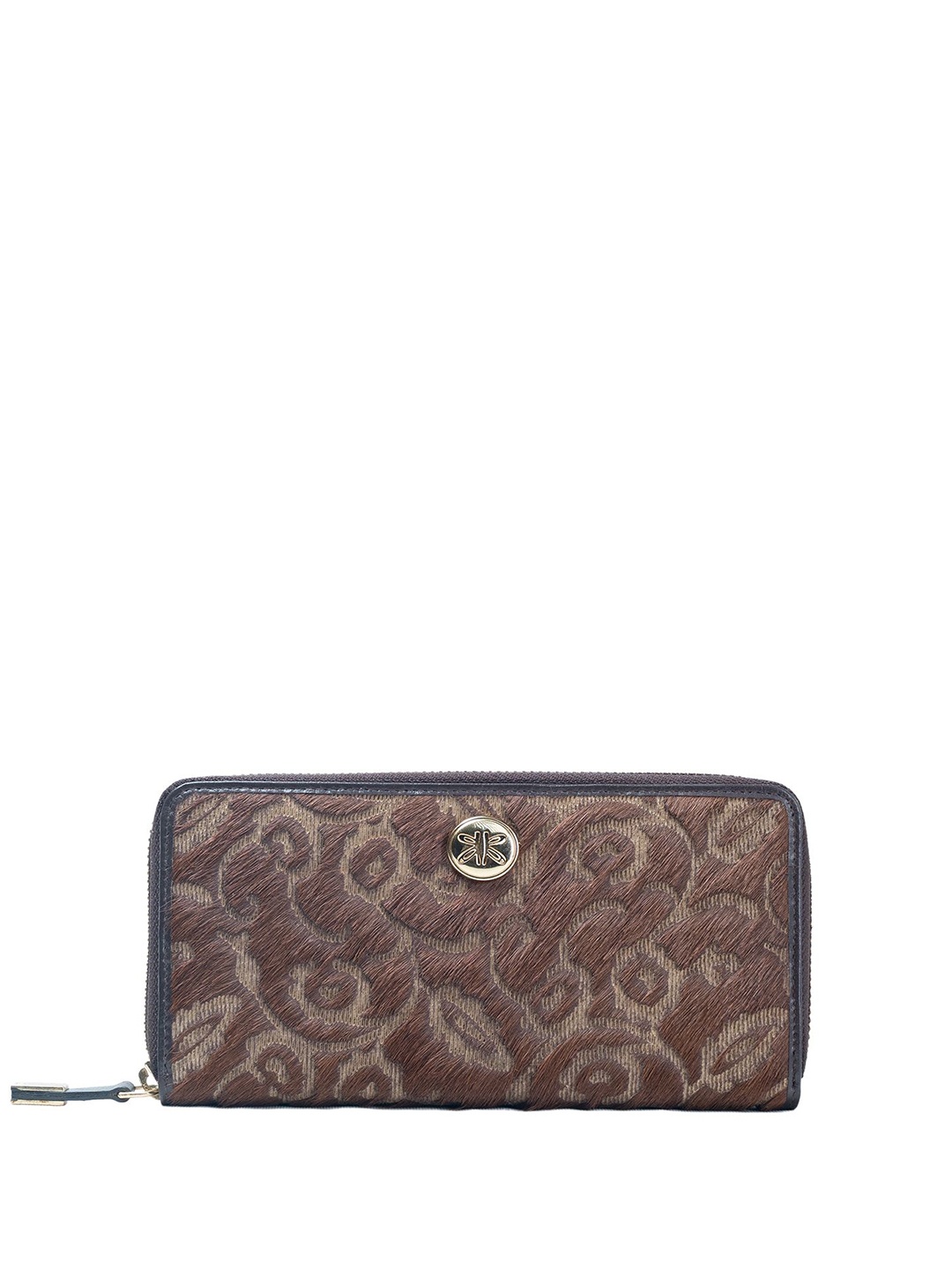 

RI2K LONDON Women Textured Leather Zip Around Wallet, Brown