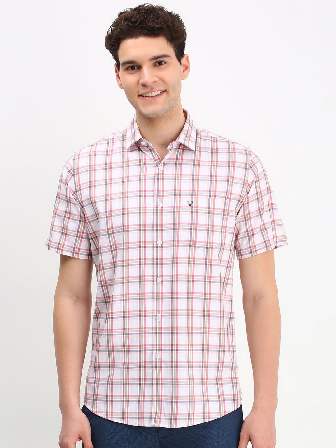 

Allen Solly Men Checked Cotton Slim Fit Casual Shirt, White