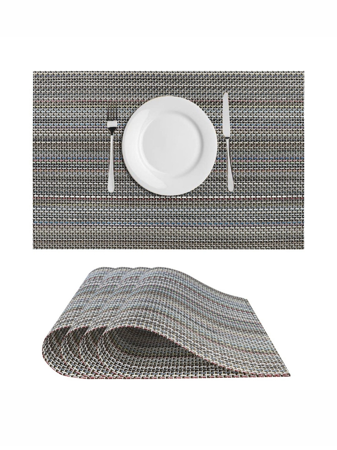 

LooMantha Grey 4 Pieces Self Design Rectangle Table Placemats
