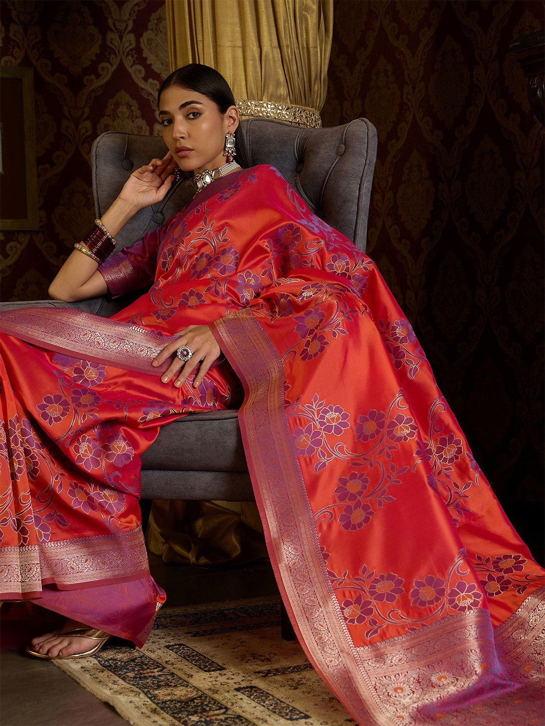 

Sangria Woven Design Banarasi Saree, Pink
