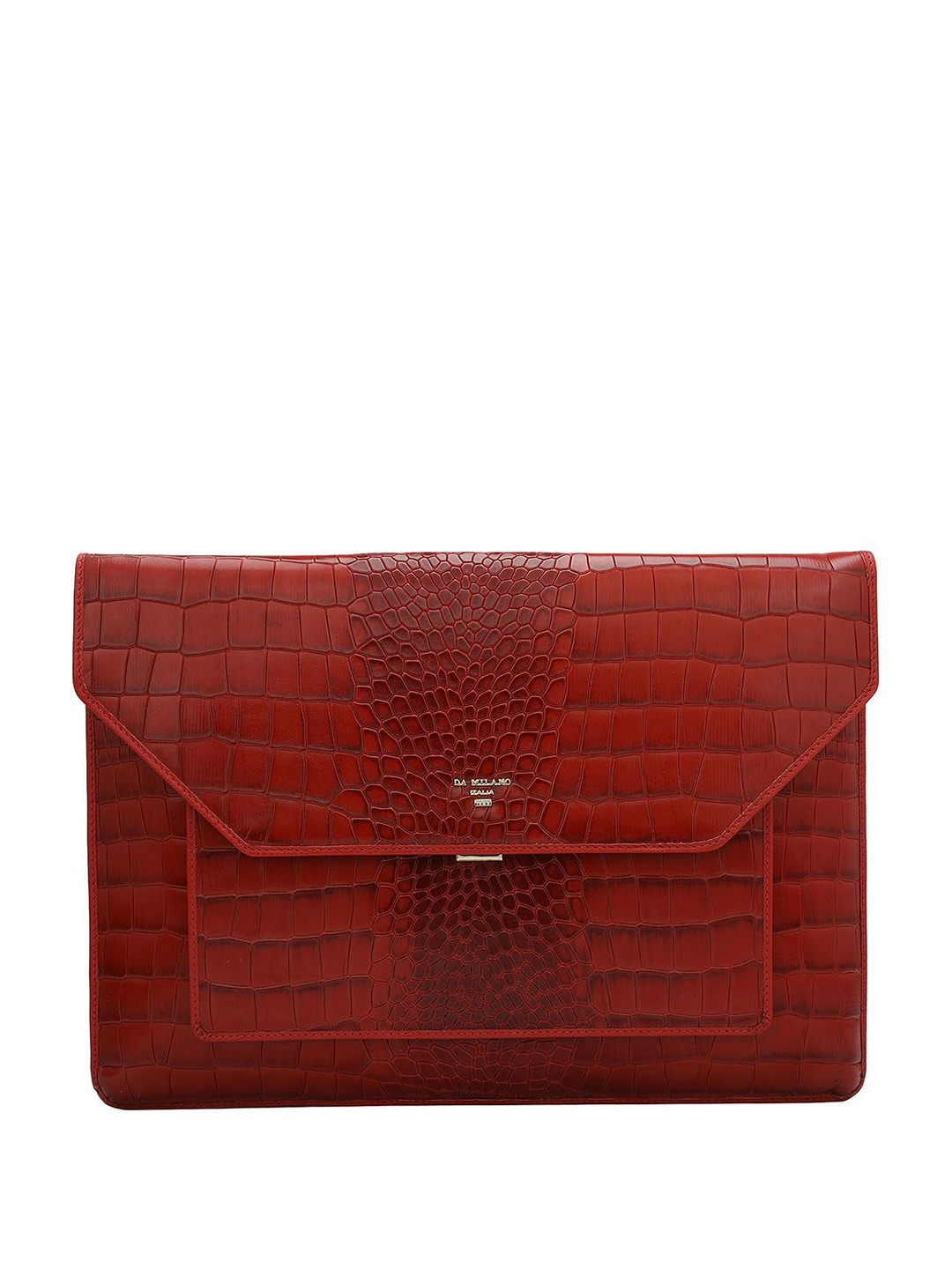 

Da Milano Unisex Textured Leather Laptop Sleeve, Red