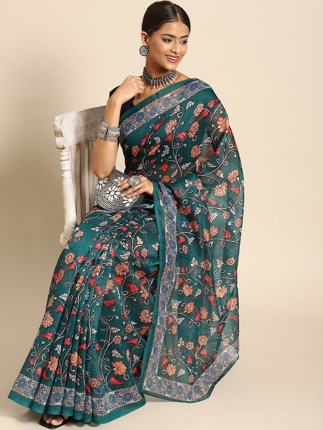 

Anouk Kalamkari Saree, Green