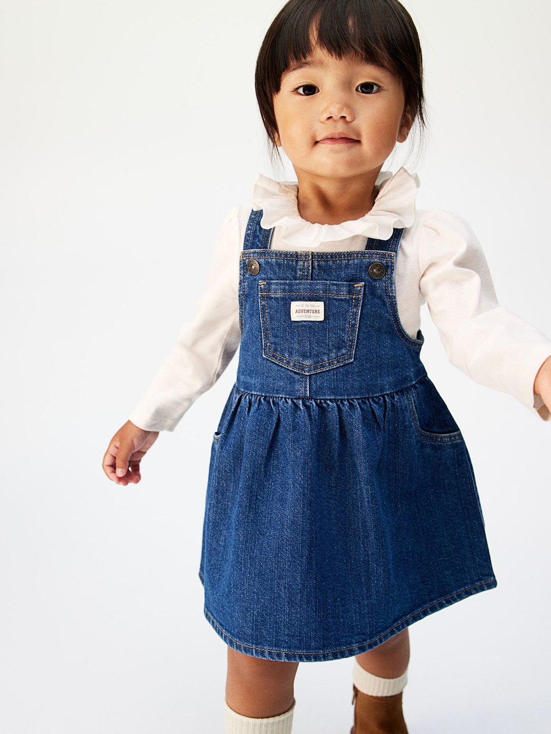 

H&M Infants Girls Flared Dungaree Dress, Blue