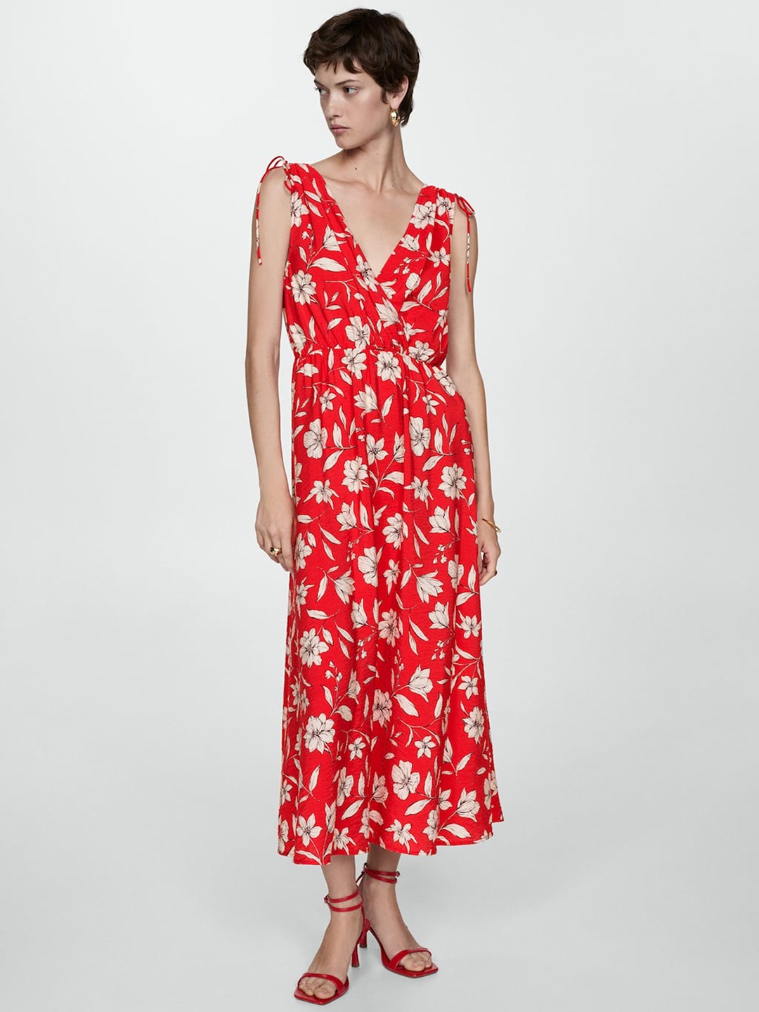 

MANGO Floral Print Wrap Maxi Dress, Red