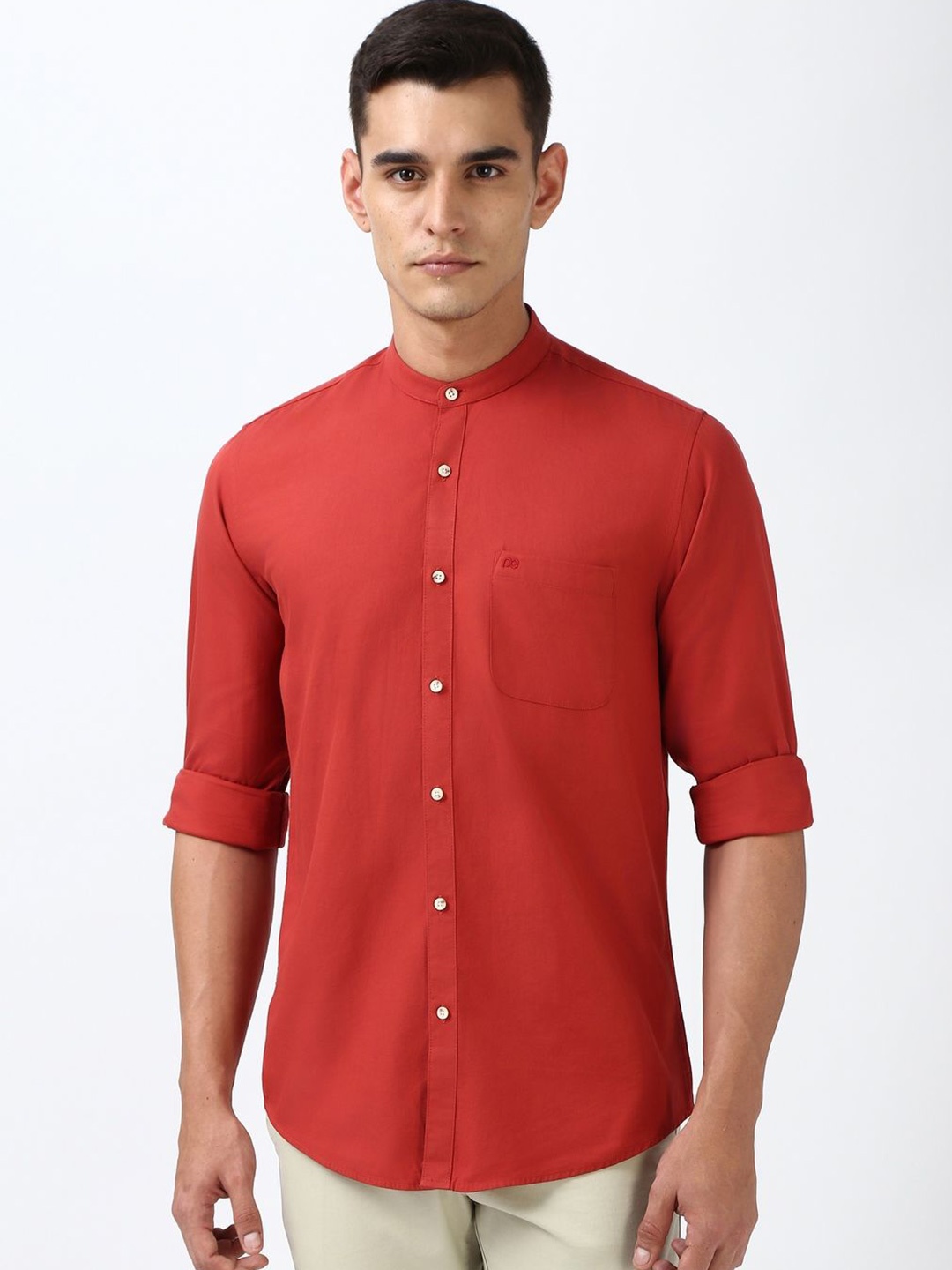 

Peter England Casuals Men Slim Fit Opaque Casual Shirt, Red