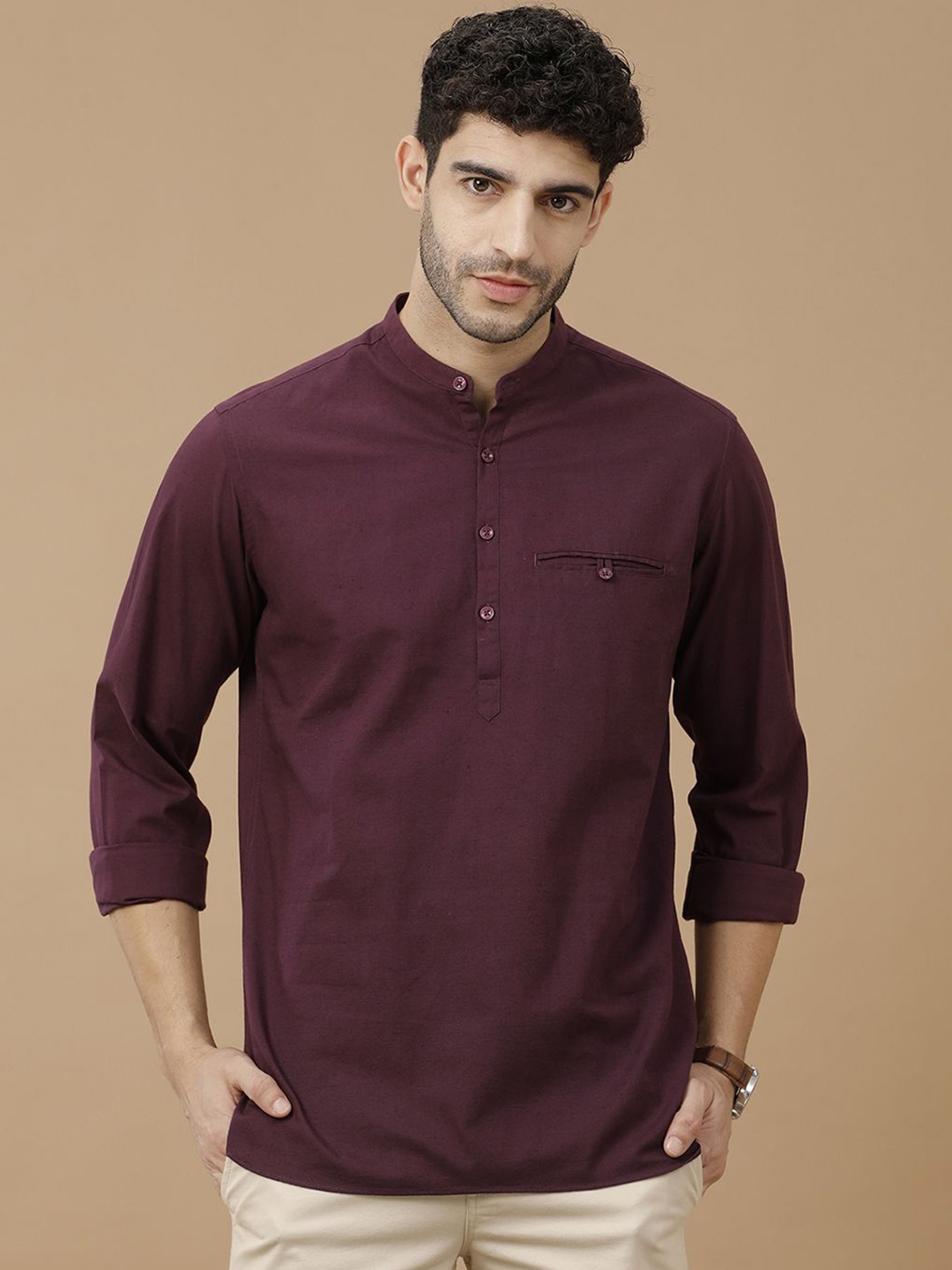 

CAVALLO by Linen Club Men Contemporary Solid Slim Fit Casual Shirt, Purple