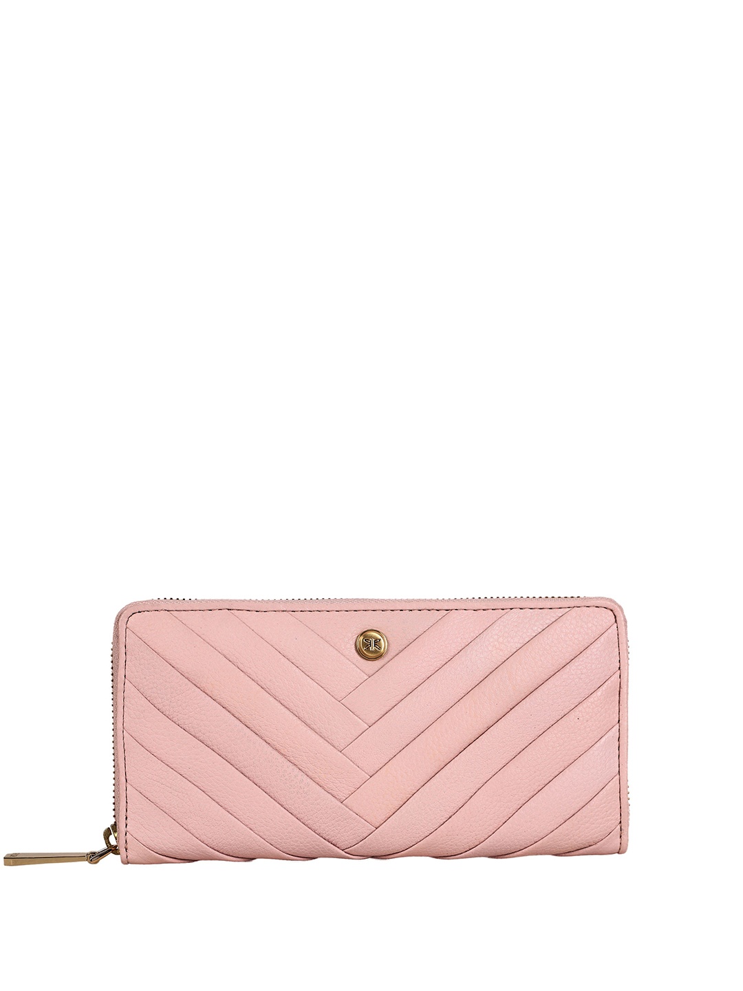 

RI2K LONDON Women Geometric Leather Zip Around Wallet, Pink