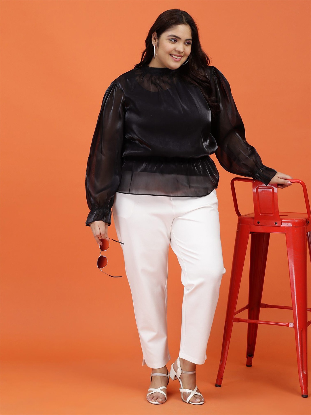 

Toodle Plus Women Plus Size Blouson Top, Black