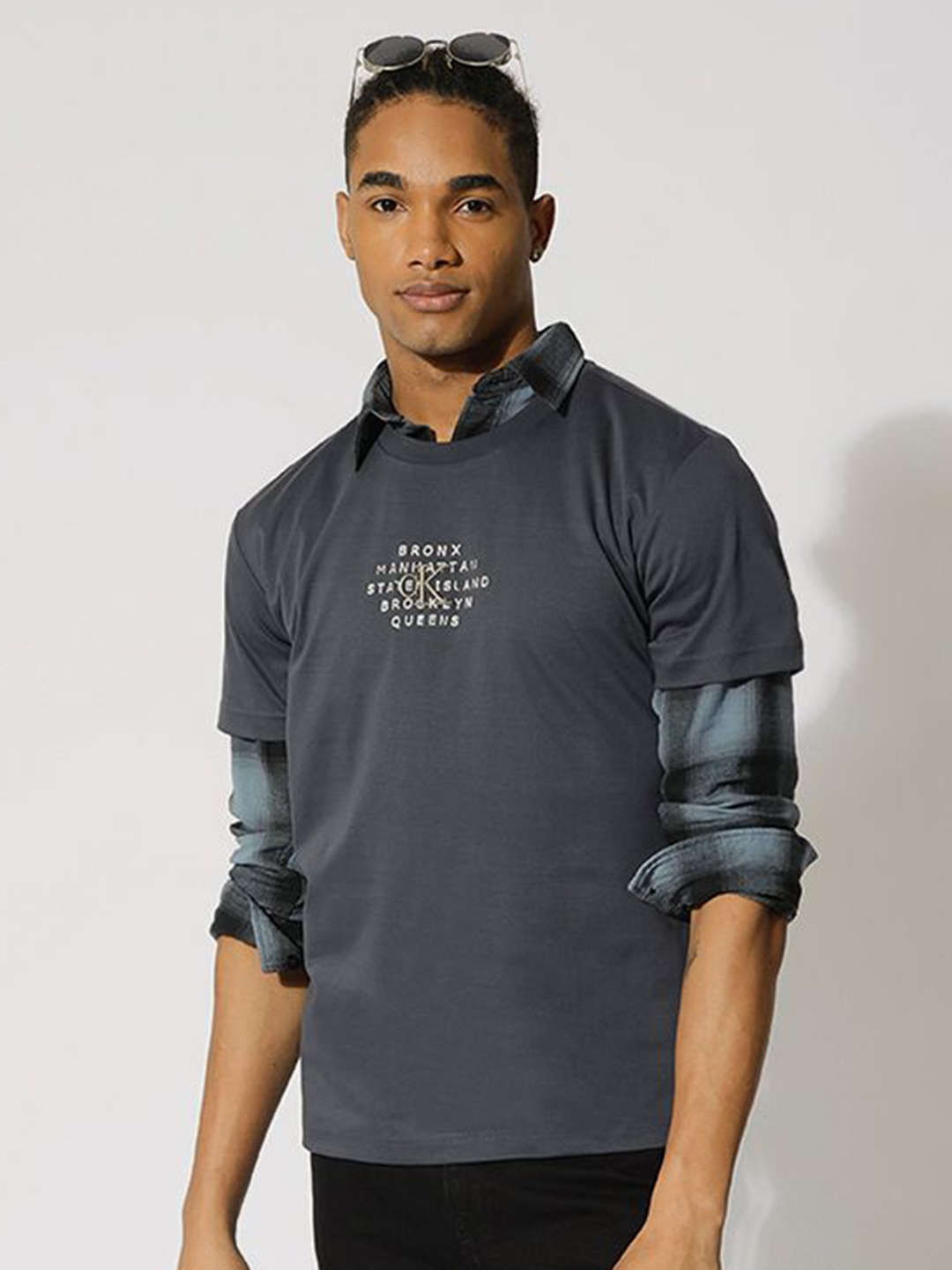 

Calvin Klein Jeans Men Typography Printed Round Neck Cotton T-shirt, Black