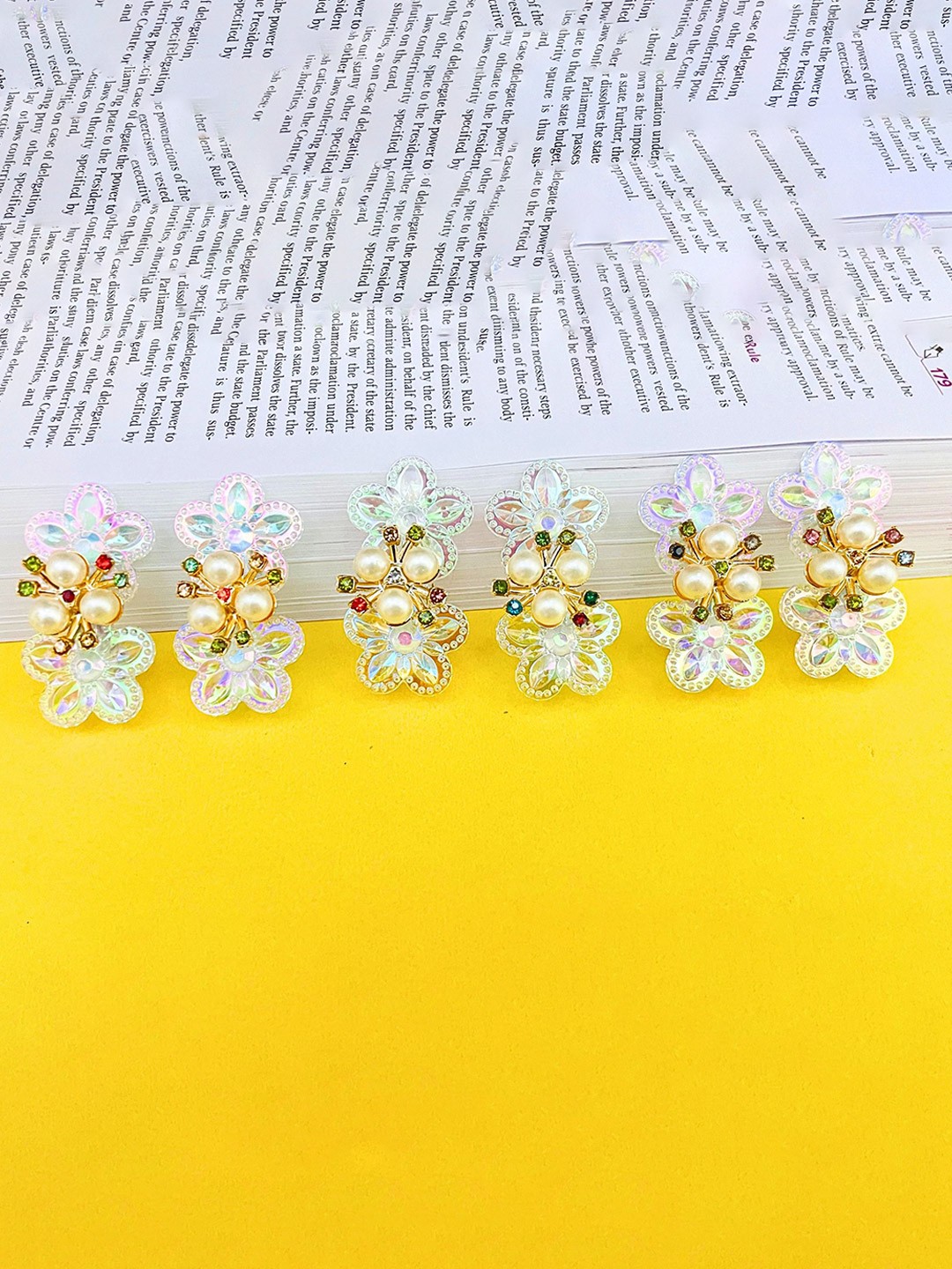 

MANSIYAORANGE Women Set of 6 Embellished Alligator Hair Clip, Gold