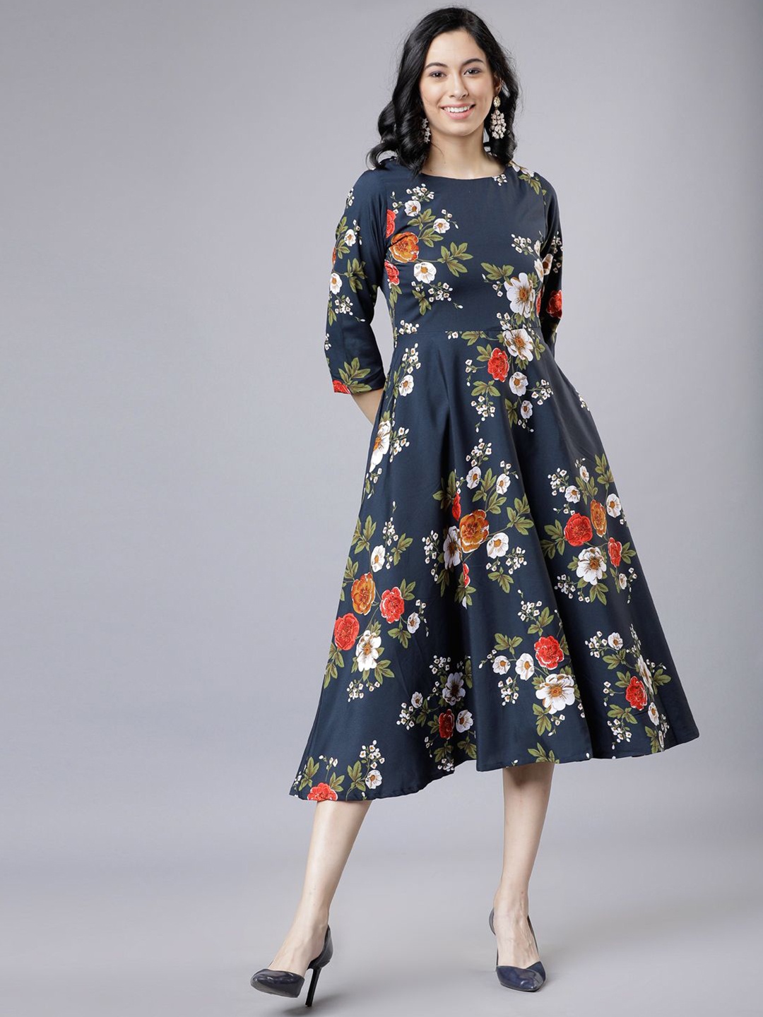 

Tokyo Talkies Floral Print A-Line Maxi Dress, Black