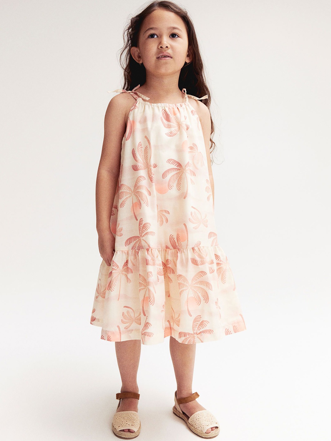 

H&M Girls Printed Sleeveless Dress, Beige