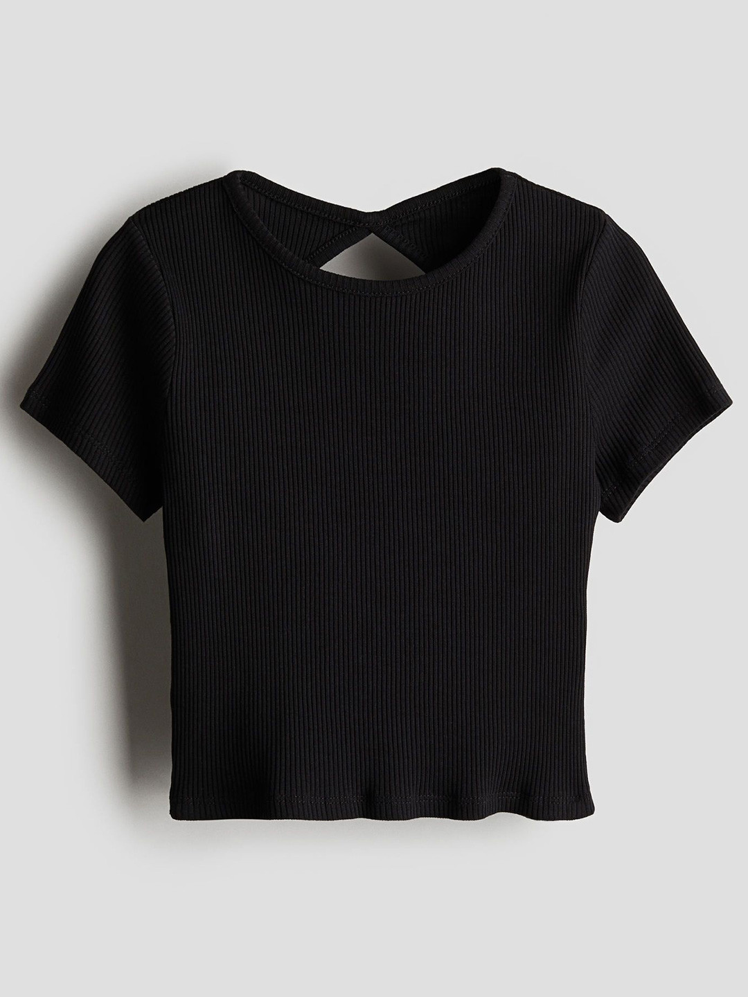 

H&M Girls Ribbed Tops, Black