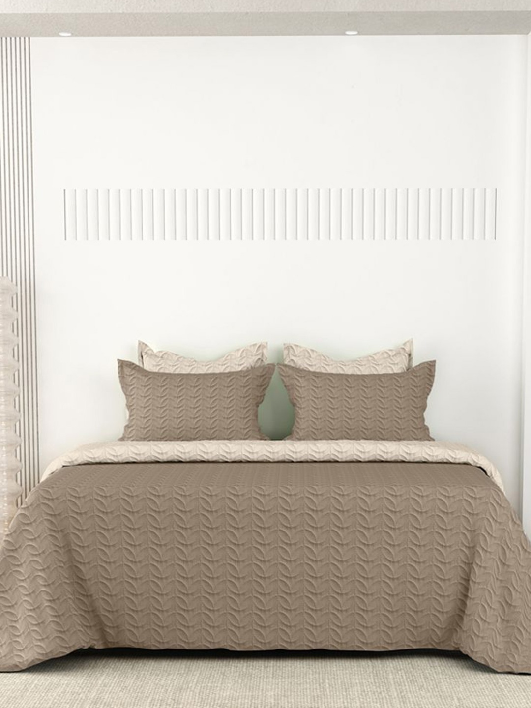 

LABHAM Brown Pure Cotton Double King Bed Cover With 2 Pillow Covers