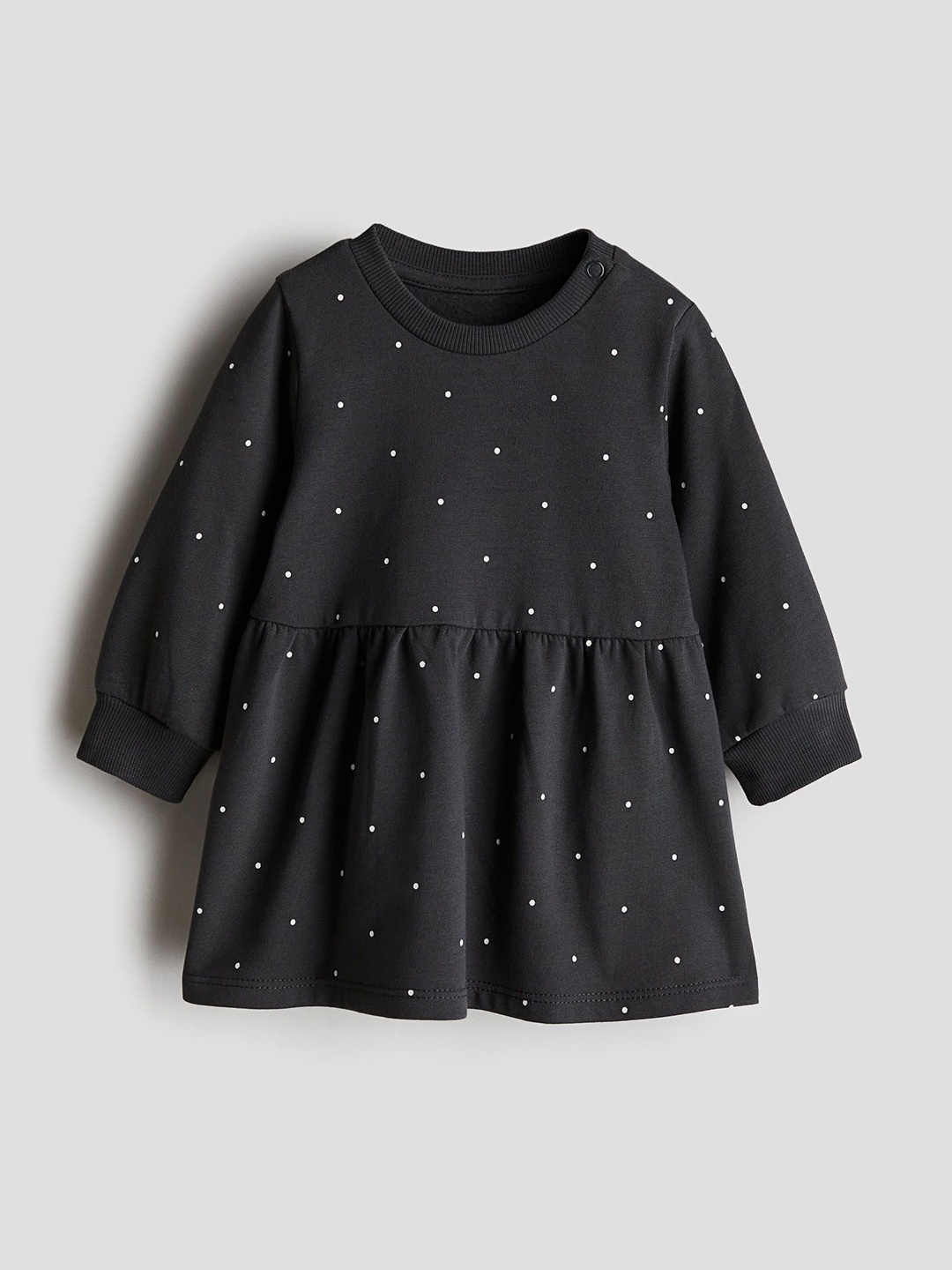 

H&M Girls Polka Dots Printed Pure Cotton A-Line Dress, Black