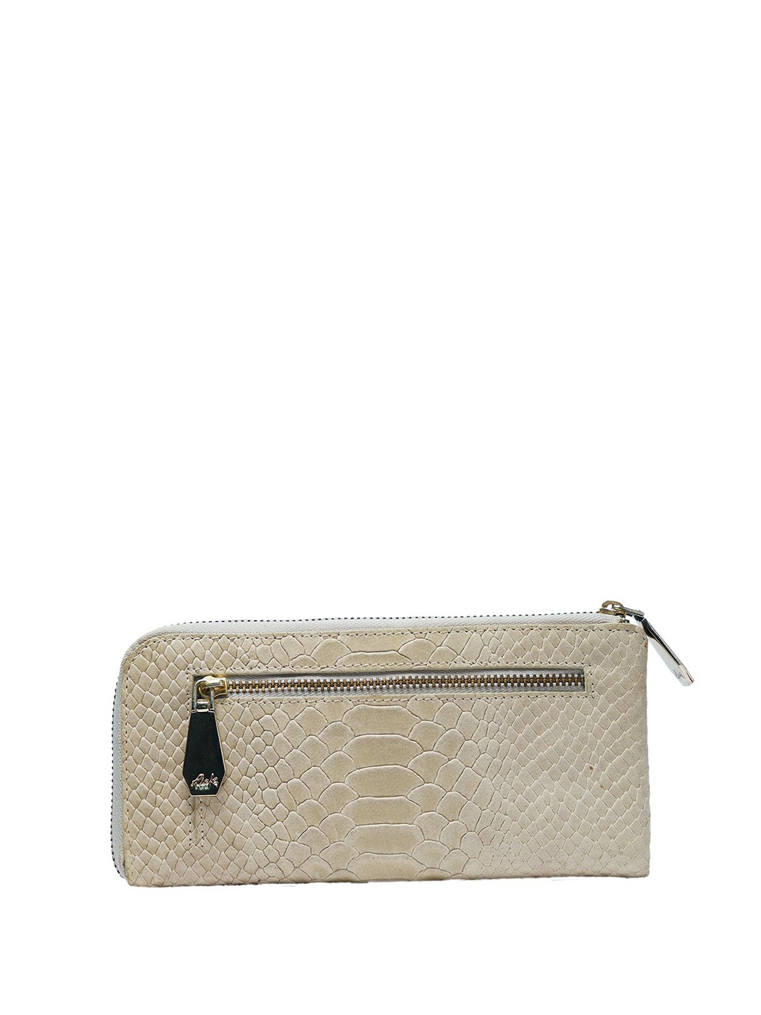 

RI2K LONDON Women Textured Leather Zip Around Wallet, Cream