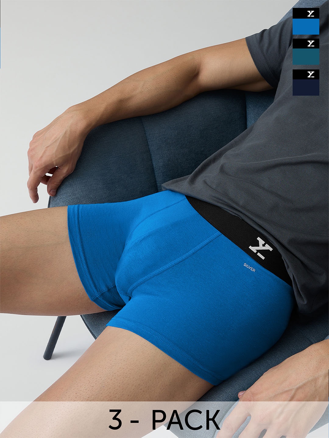 

XYXX Men Pack Of 3 Aero Super Combed Cotton Trunks XYTRNK3PCKN547, Blue