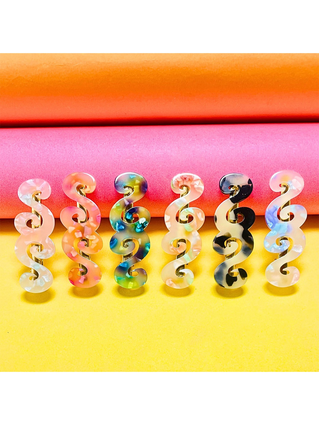 

MANSIYAORANGE Women Set of 6 Embellished Alligator Hair Clip, Gold