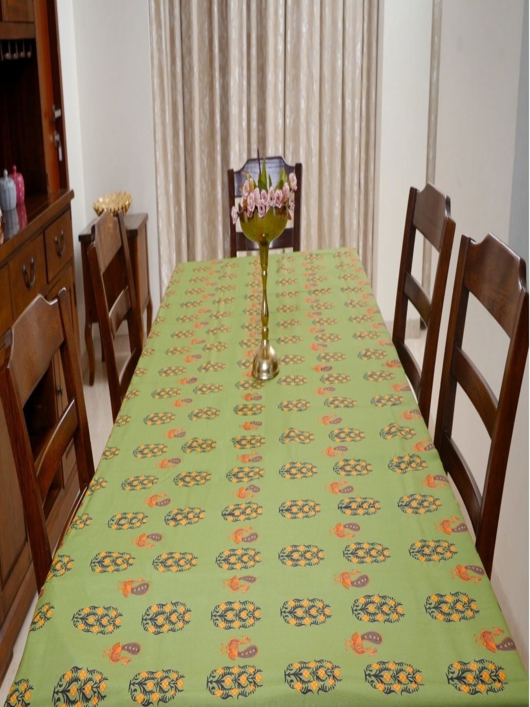 

homewards Green Ethnic Motifs 6-Seater Rectangle Table Cover