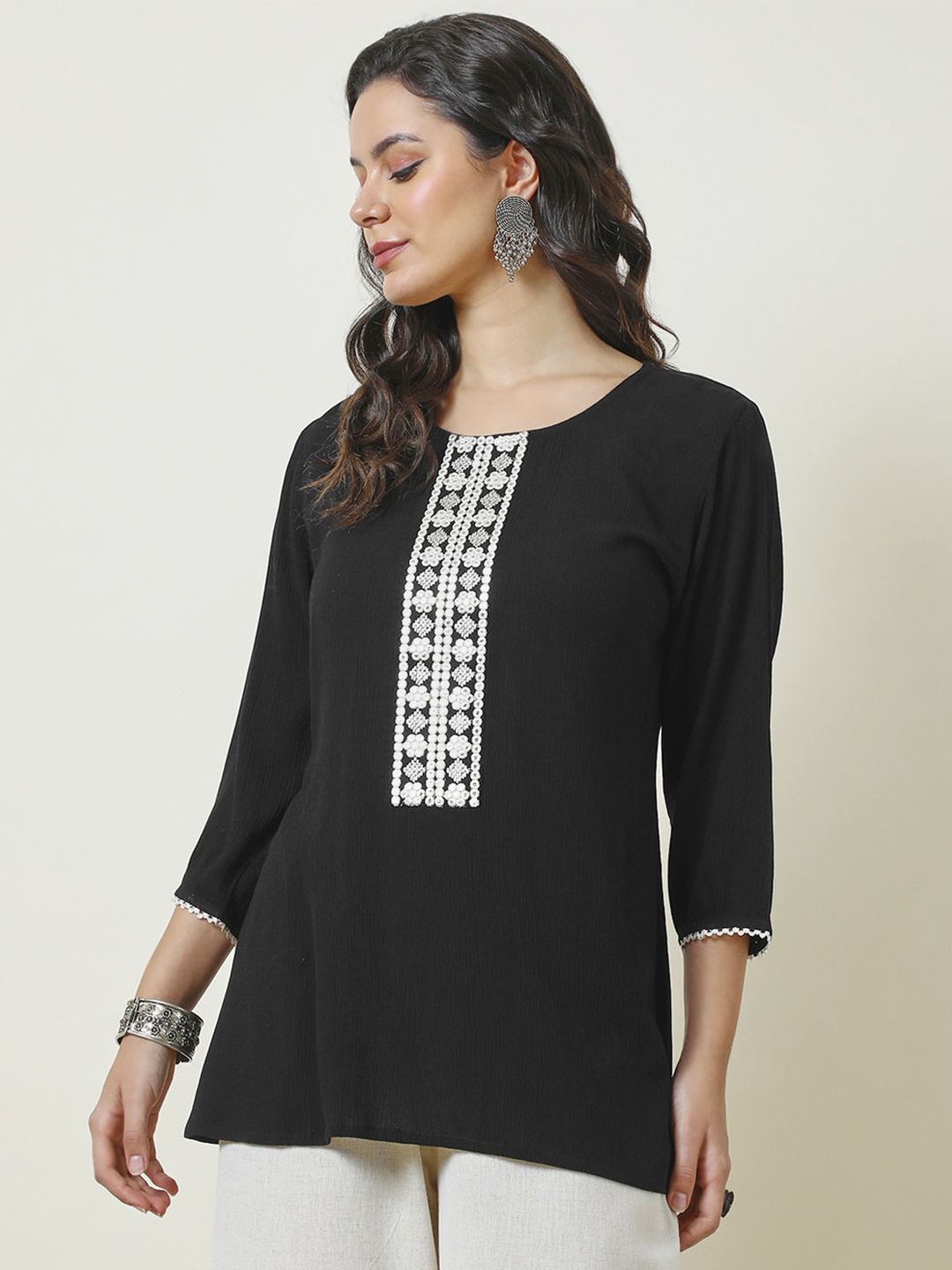 

Soch Women Embroidered Tunic, Black