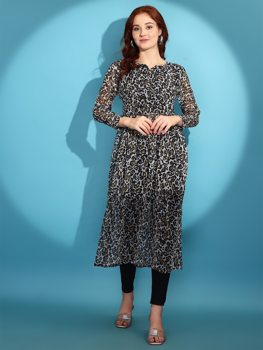 

Fashion2wear Animal Printed A-Line Kurtas, Cream