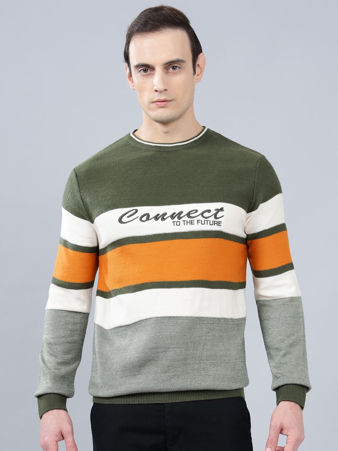 

Cantabil Men Striped Pullover, Green