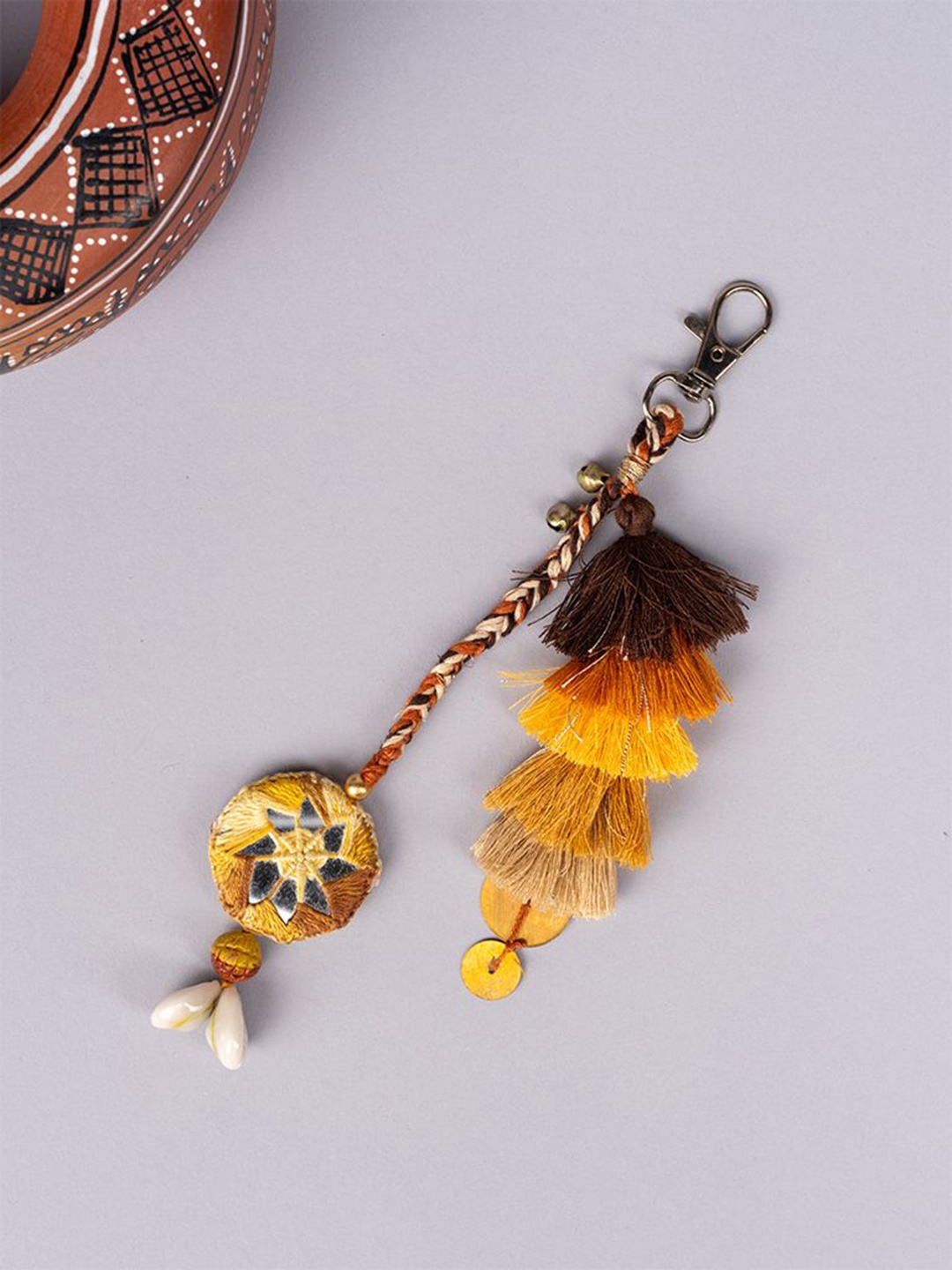 

craftroots Karodiya Tassel Keychain, Mustard
