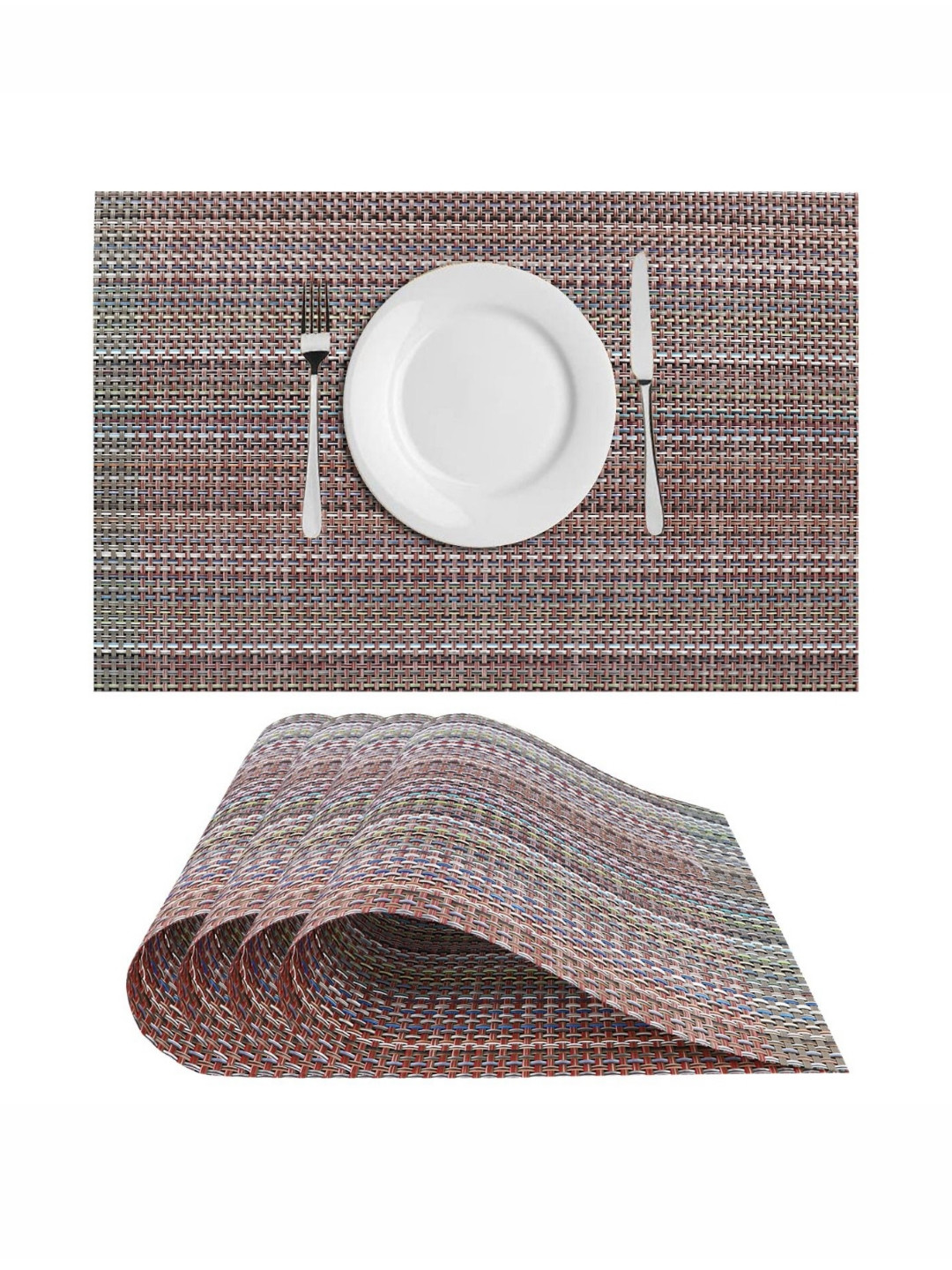 

LooMantha Brown & Green 4 Pieces Striped Table Placemats