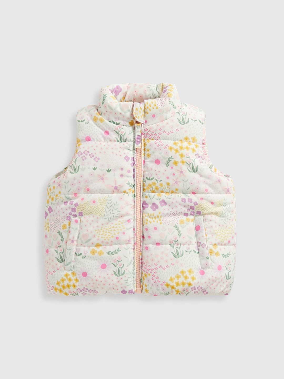 

mothercare Girls Floral Insulator Puffer Jacket, Cream