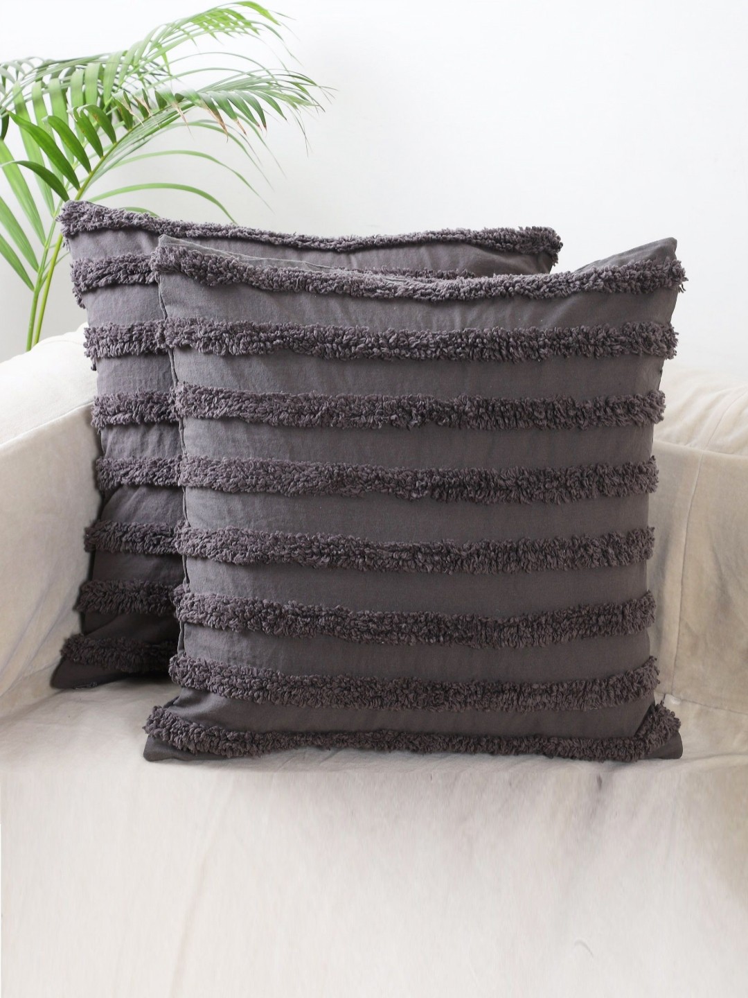 

Jamio Firati Grey 2 Pieces Embroidered Square Cushion Covers