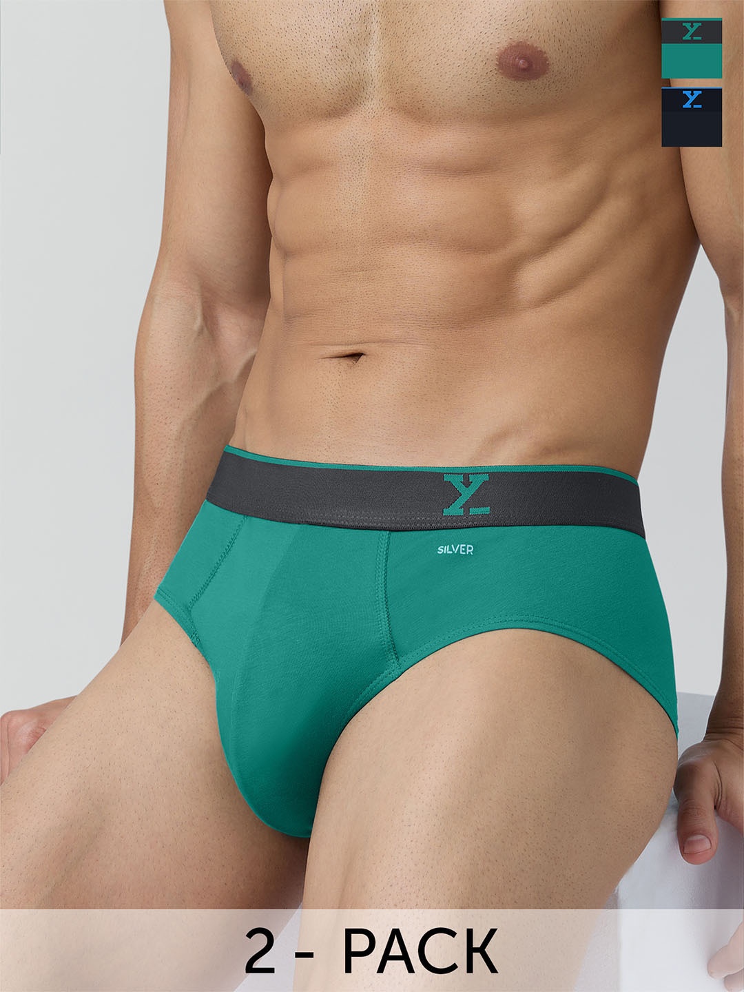 

XYXX Men Pack of 2 Traq Silver Cotton Trunk, Navy blue
