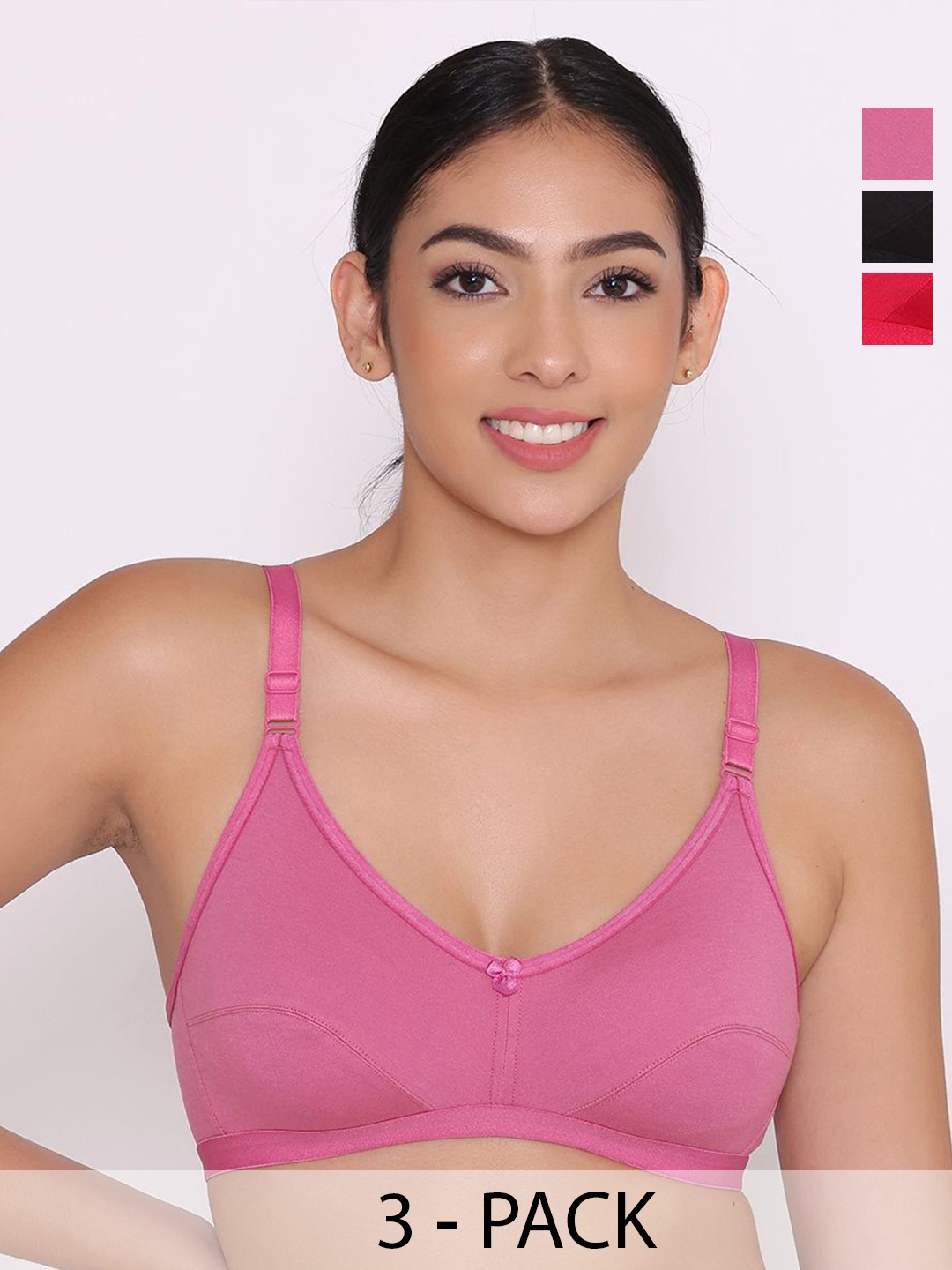 

INKURV Women Pack of 3 Full Coverage Bra, Red