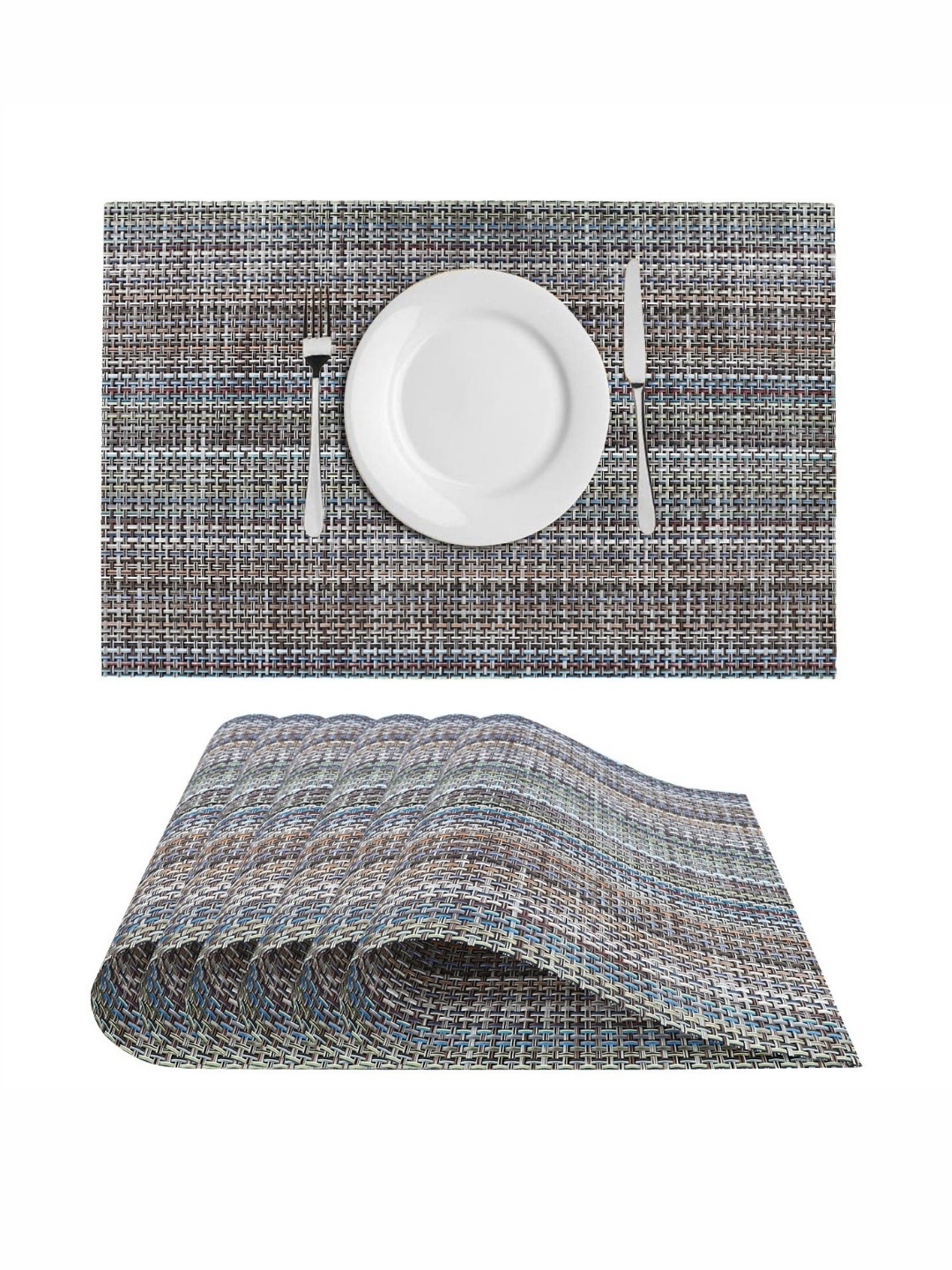 

LooMantha Grey & Black 6 Pieces Striped Table Placemats