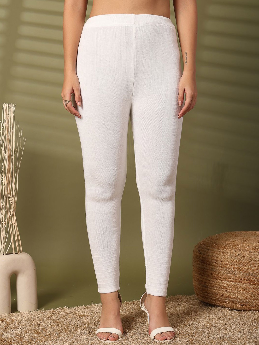 

Clora Creation Ankle Length Woolen Leggings, White