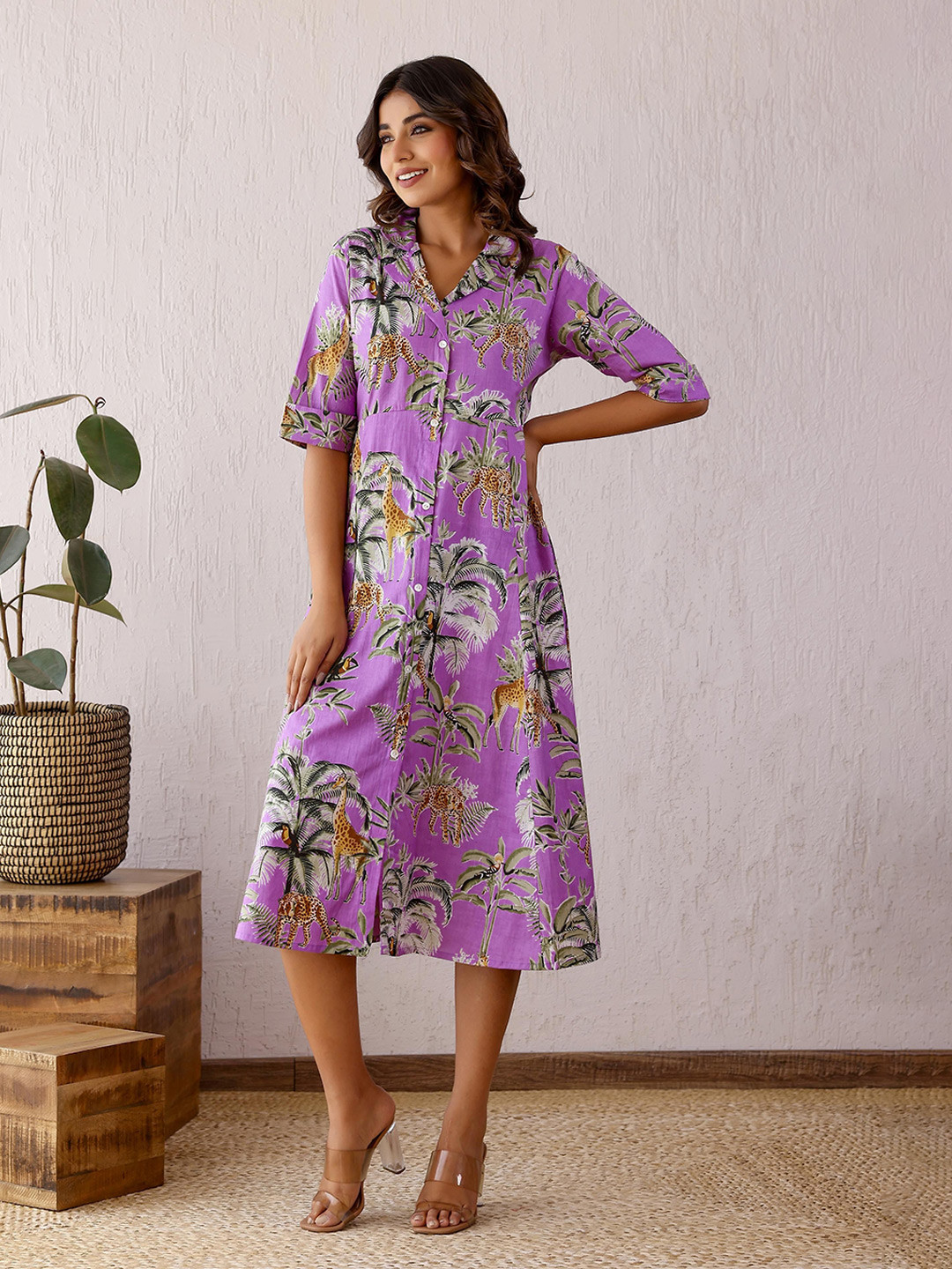 

FLAVIA CREATION Floral Print A-Line Women Dress, Purple