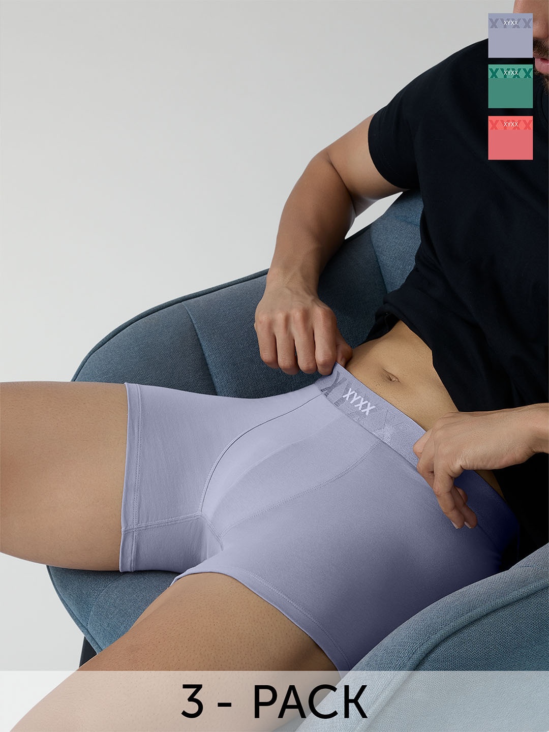 

XYXX Pack Of 3 Cotton Anti-Odour Trunks XYTRNK3PCKN859, Green