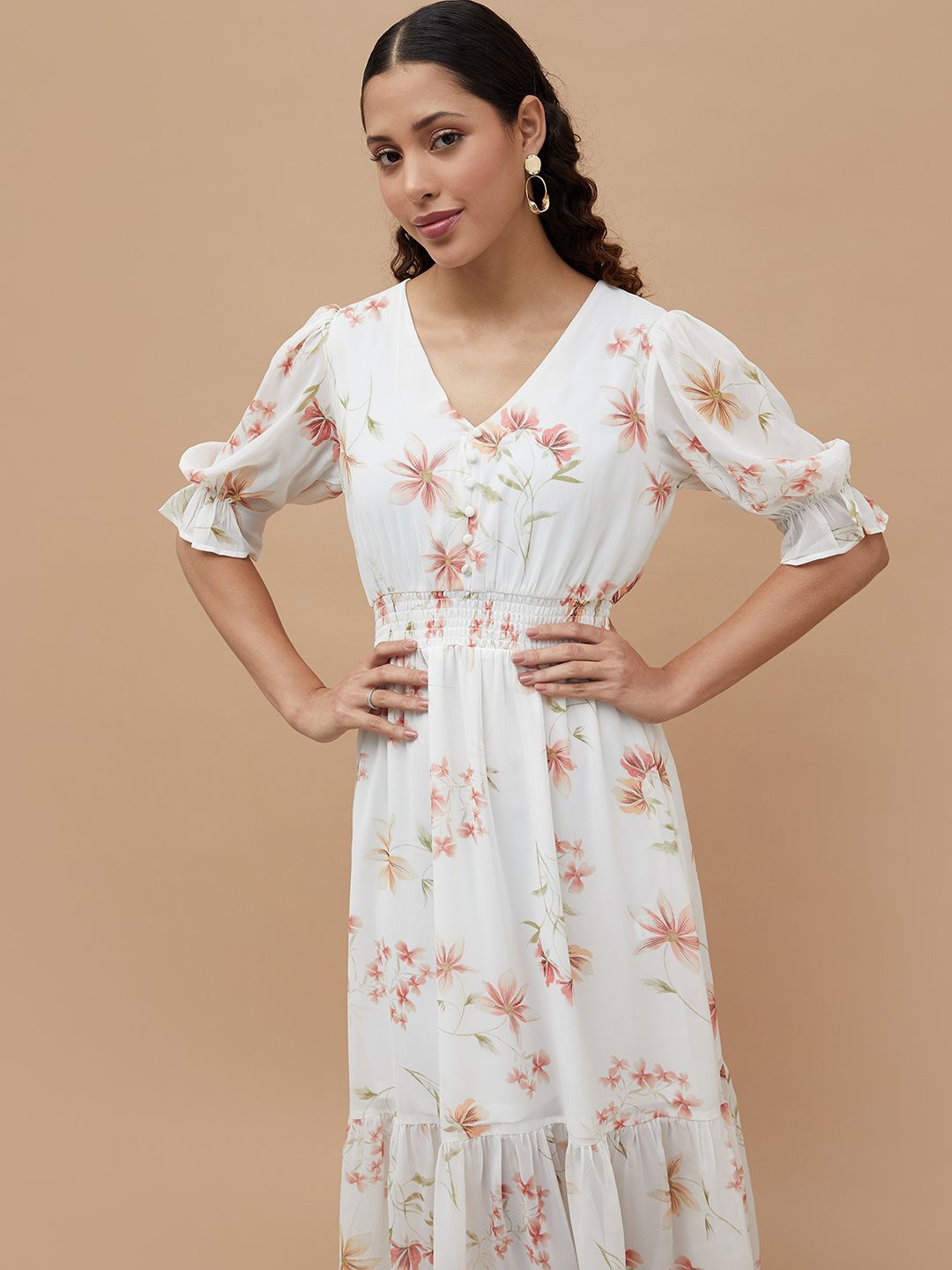 

CODE by Lifestyle Floral Printed Maxi Dress, Off white