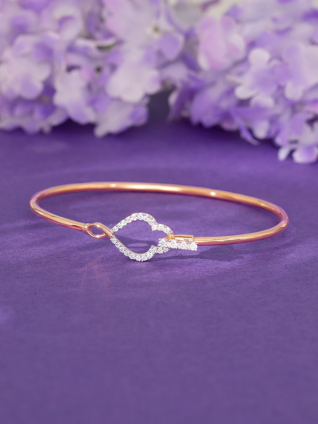 

GIVA 18K Rose Gold Flamboyant Diamond Bracelet-4.94gm