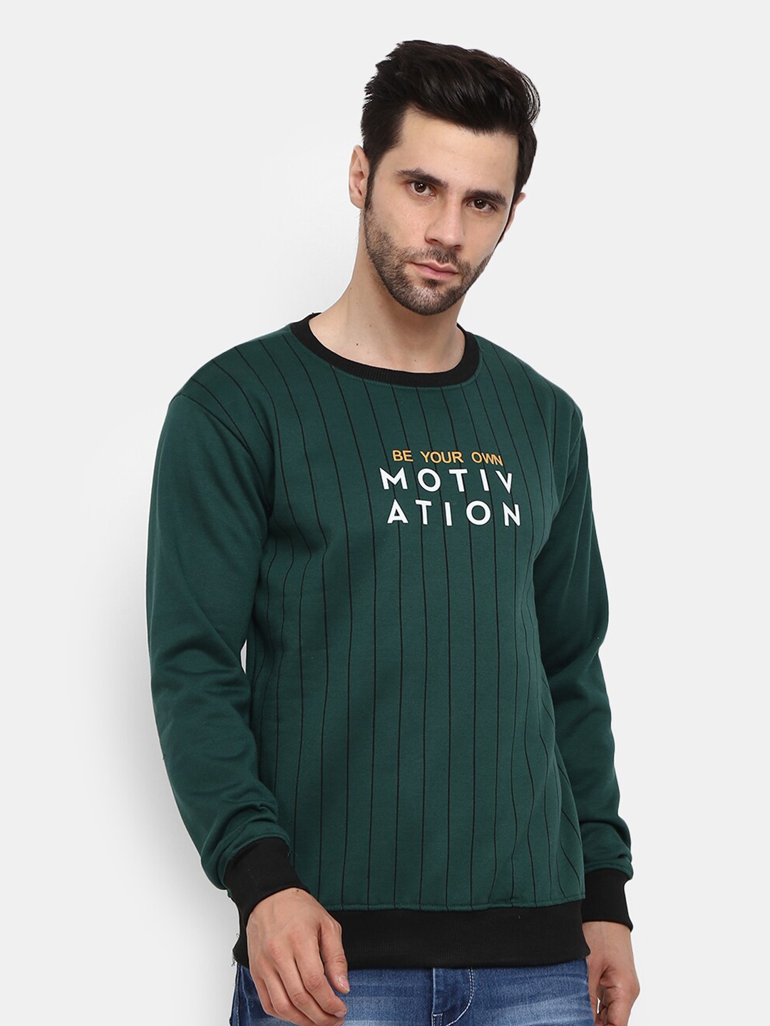 

V-Mart Men Green Printed Sweatshirt