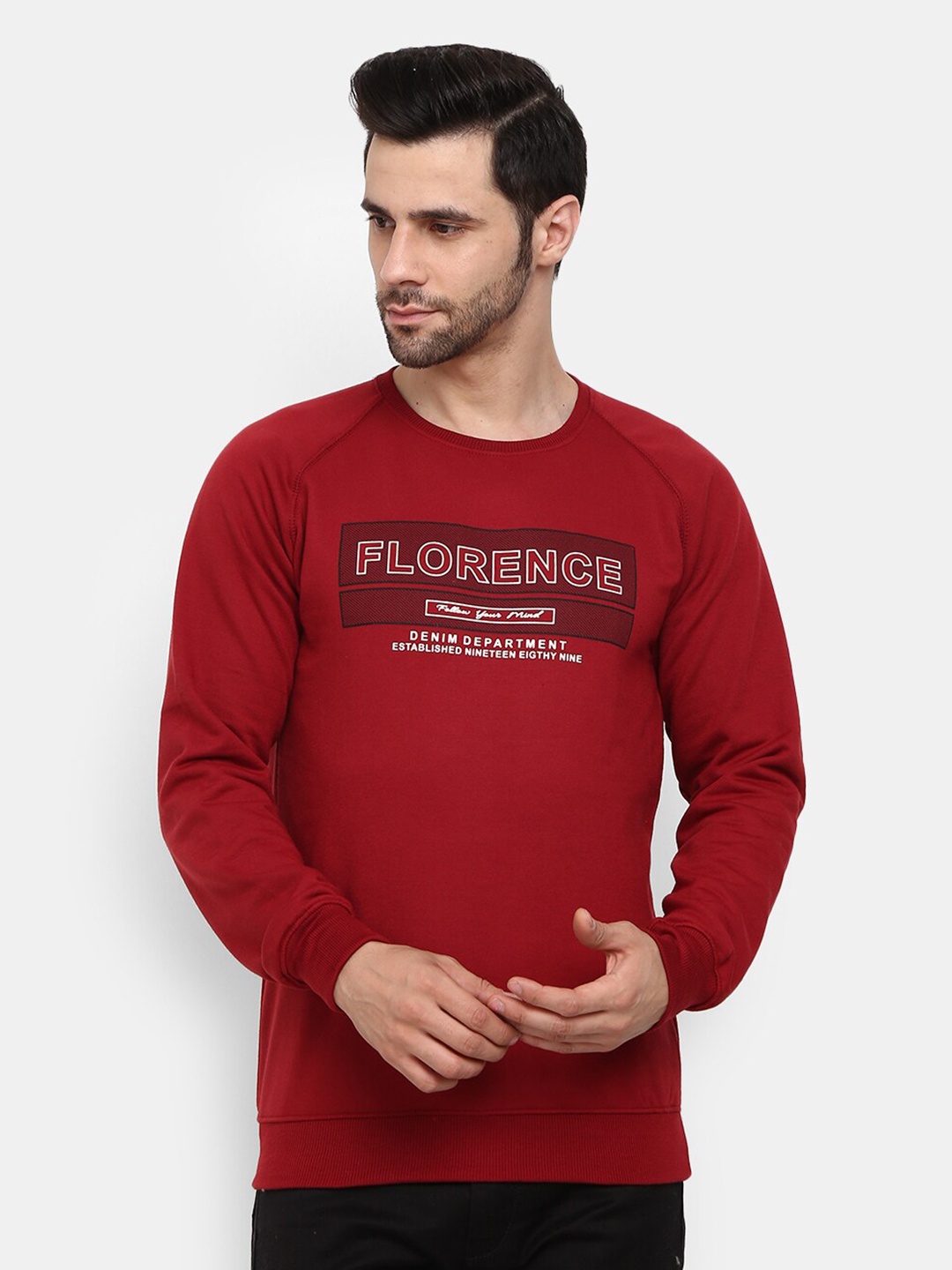 

V-Mart Men Red Printed Sweatshirt