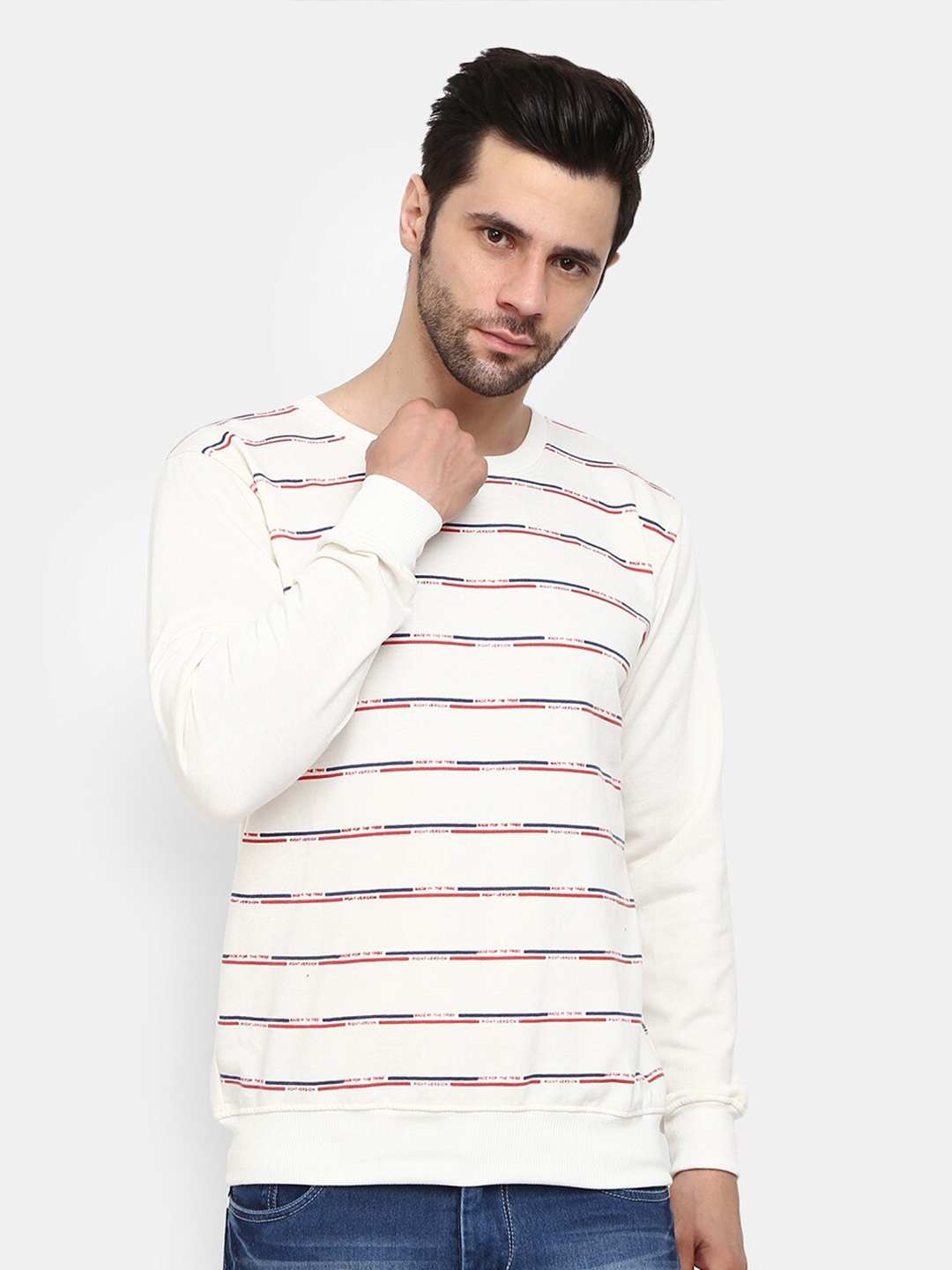 

V-Mart Men Off White Printed Sweatshirt