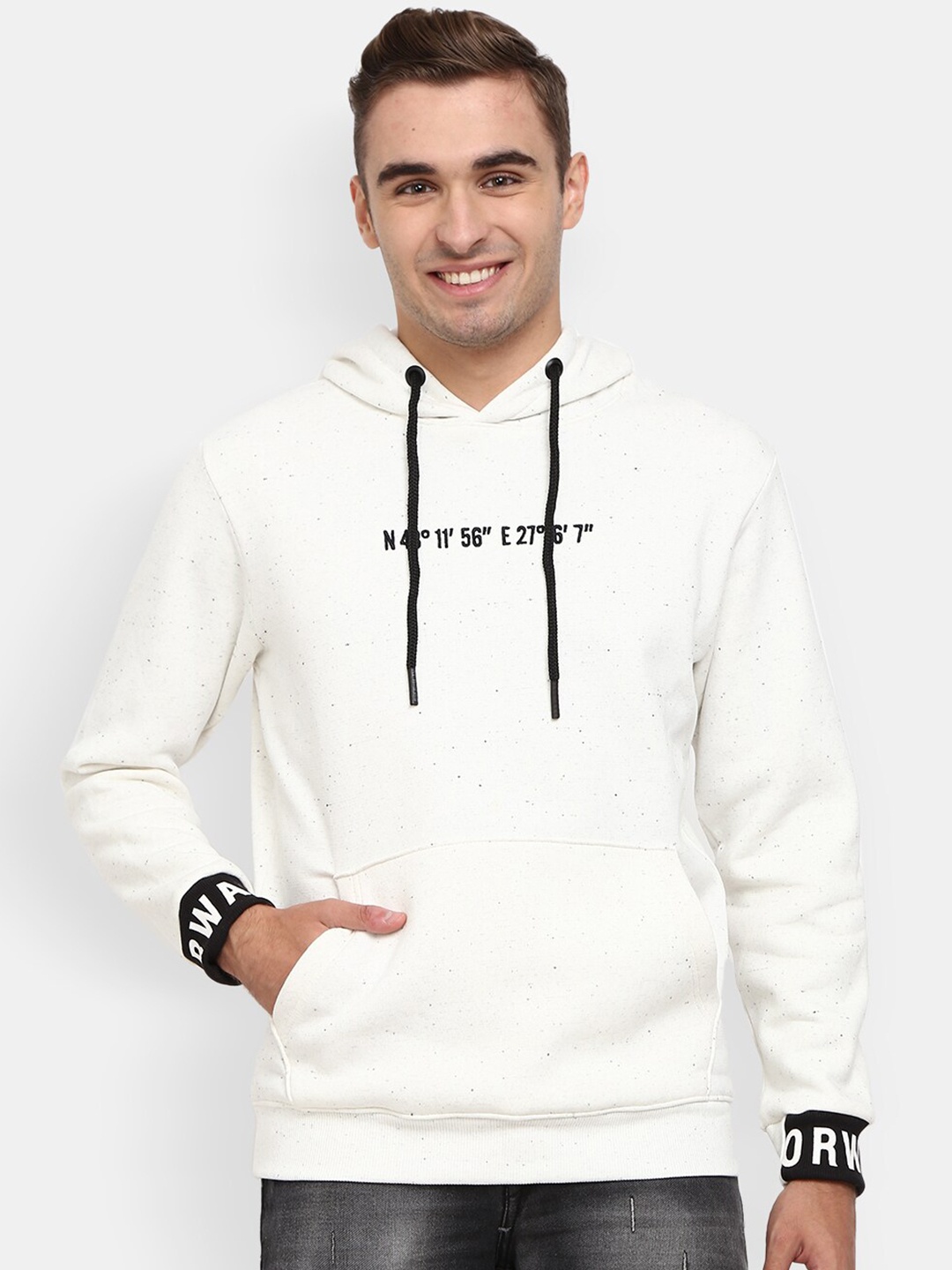 

V-Mart Men White Printed Sweatshirt