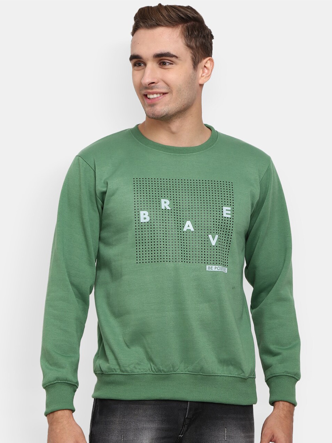 

V-Mart Men Green Printed Sweatshirt