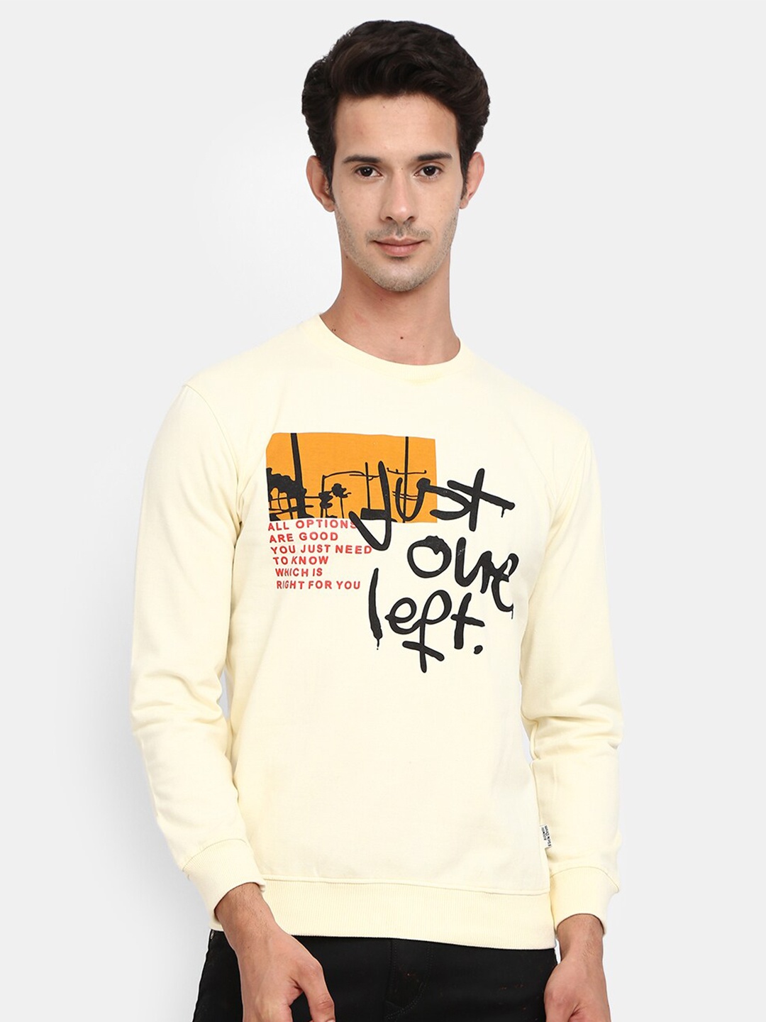 

V-Mart Men Cream-Coloured Printed Sweatshirt