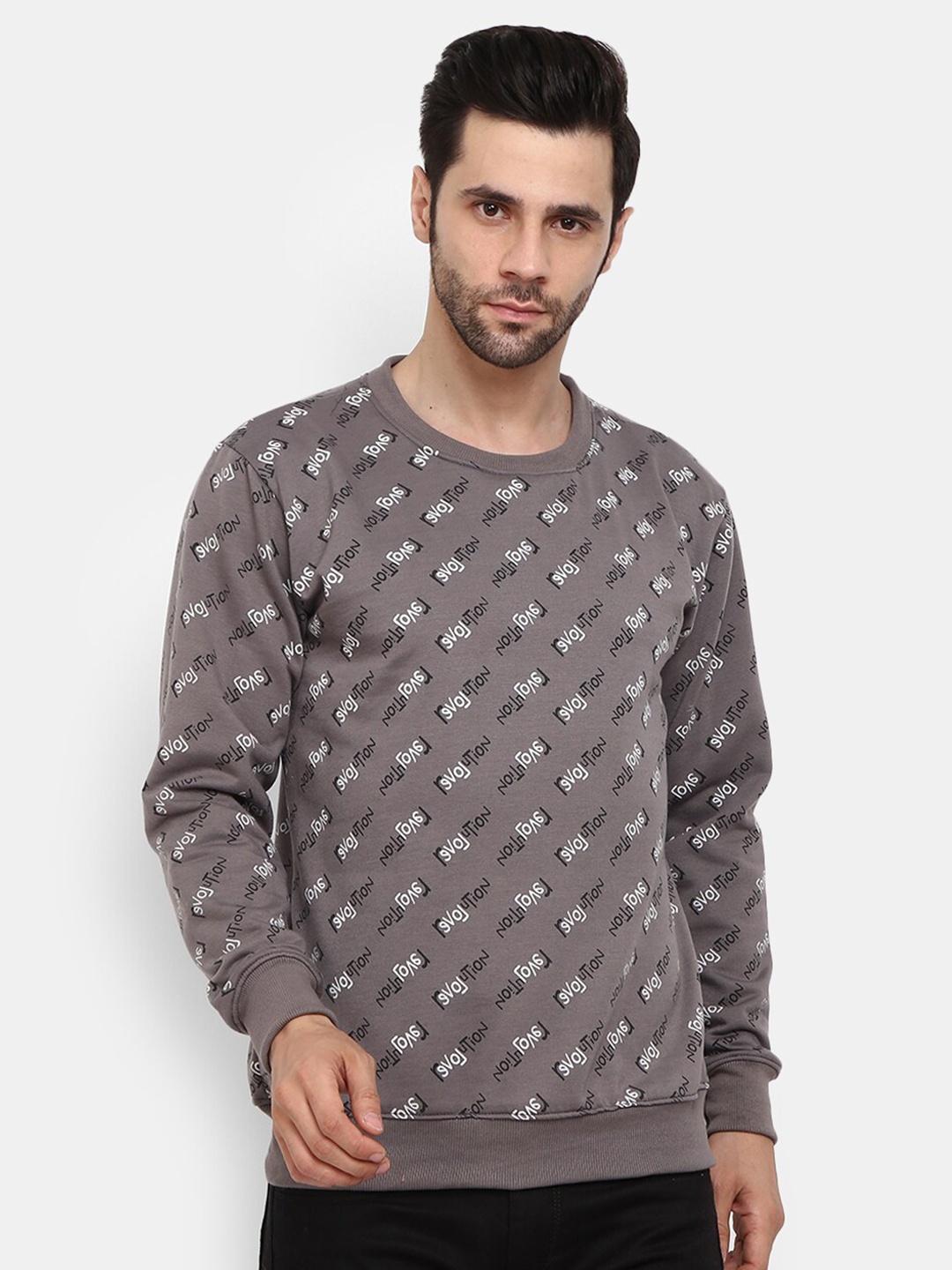 

V-Mart Men Grey Printed Sweatshirt