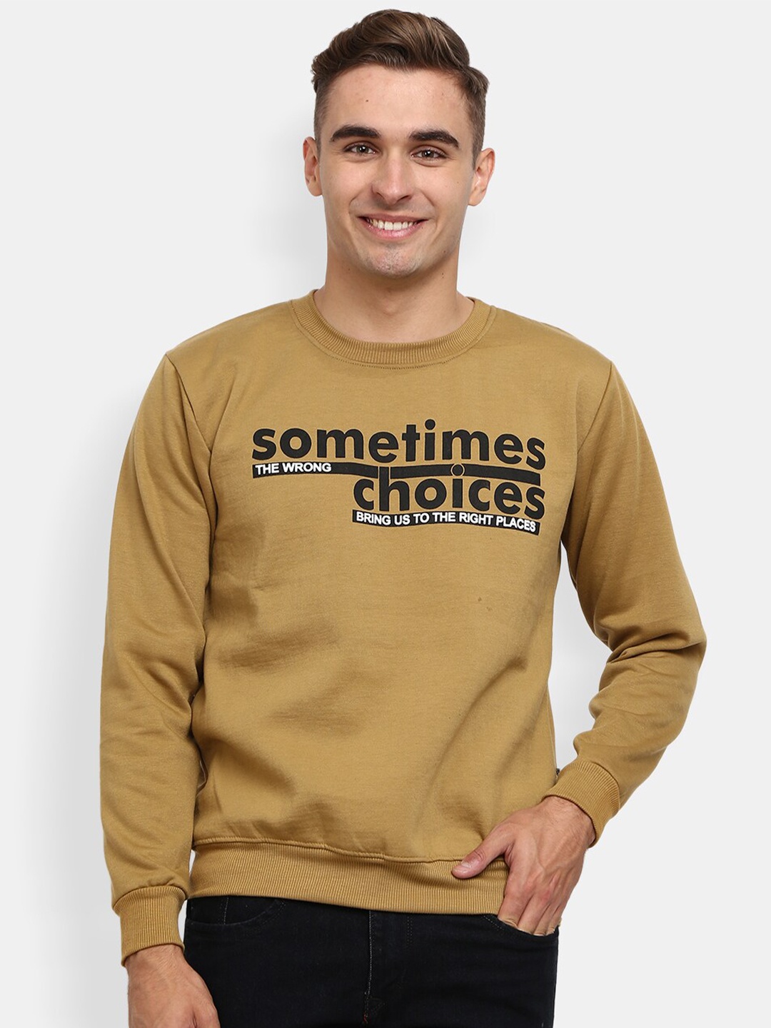 

V-Mart Men Khaki Printed Sweatshirt