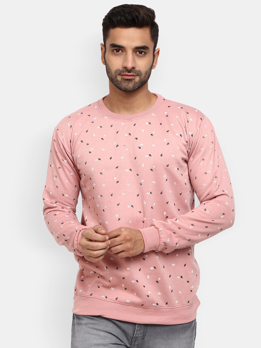 

V-Mart Men Pink Printed Sweatshirt
