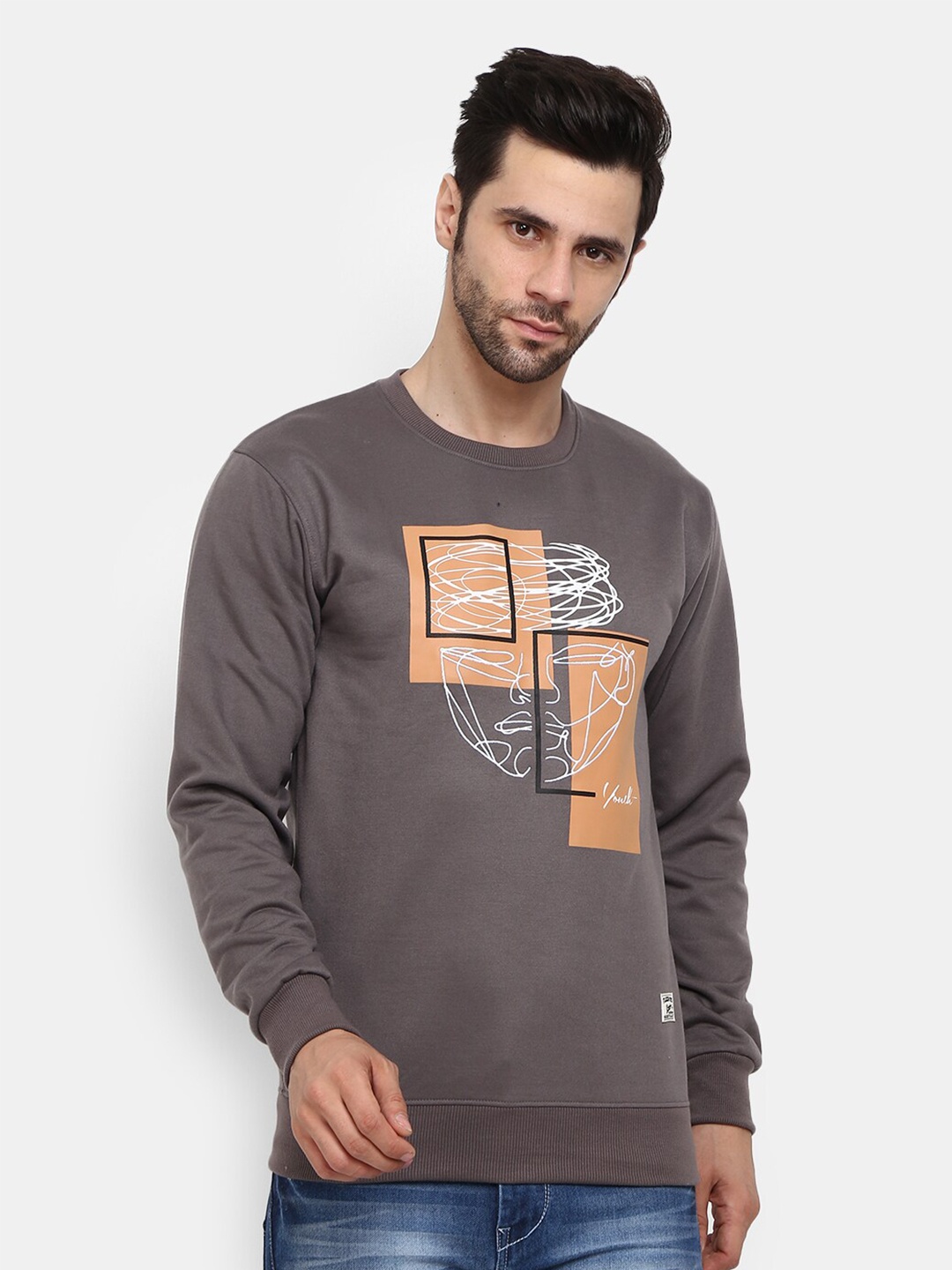 

V-Mart Men Grey Printed Sweatshirt