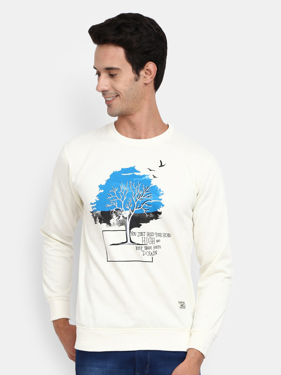 

V-Mart Men Off White Printed Sweatshirt